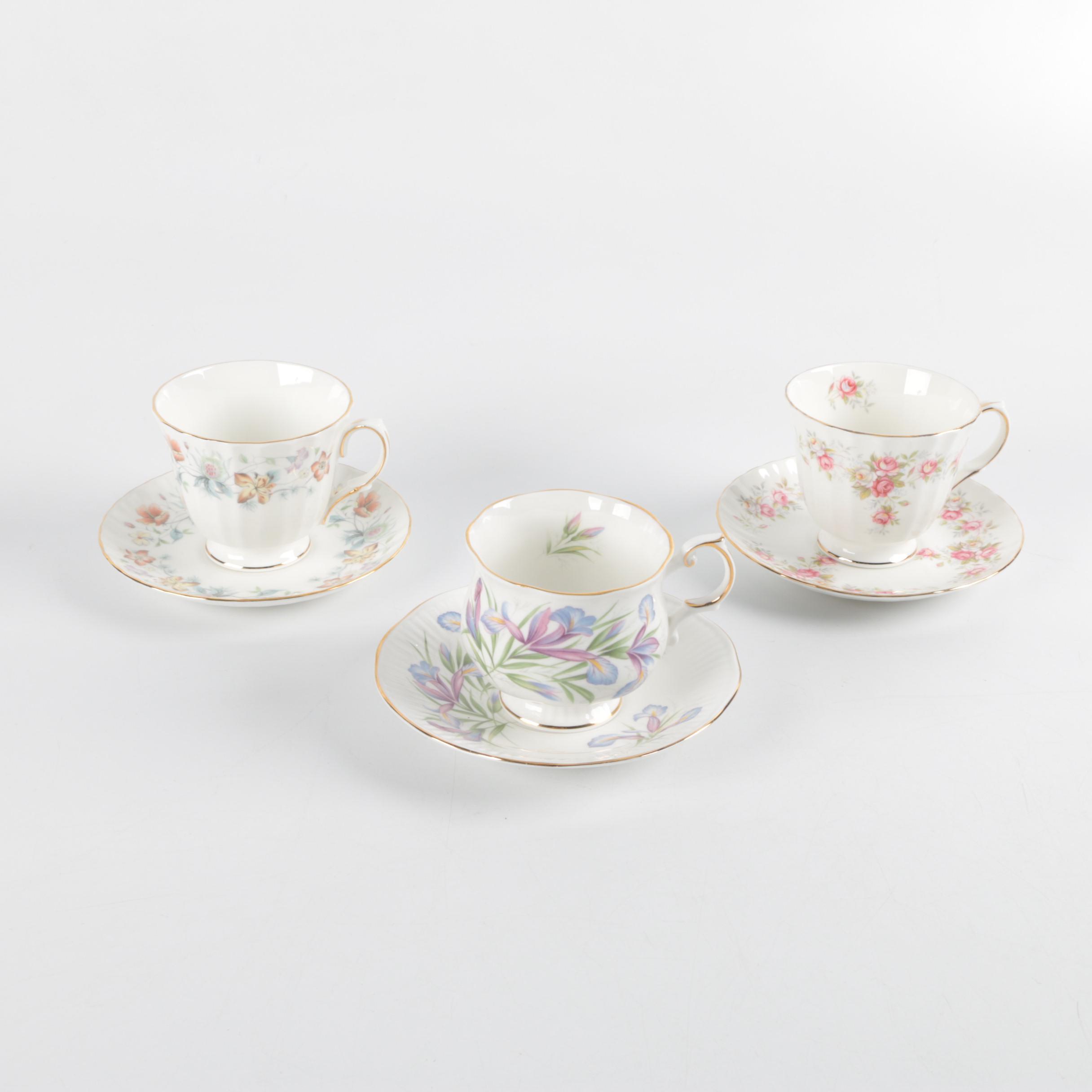 English Bone China Tea Cups and Saucers including Duchess