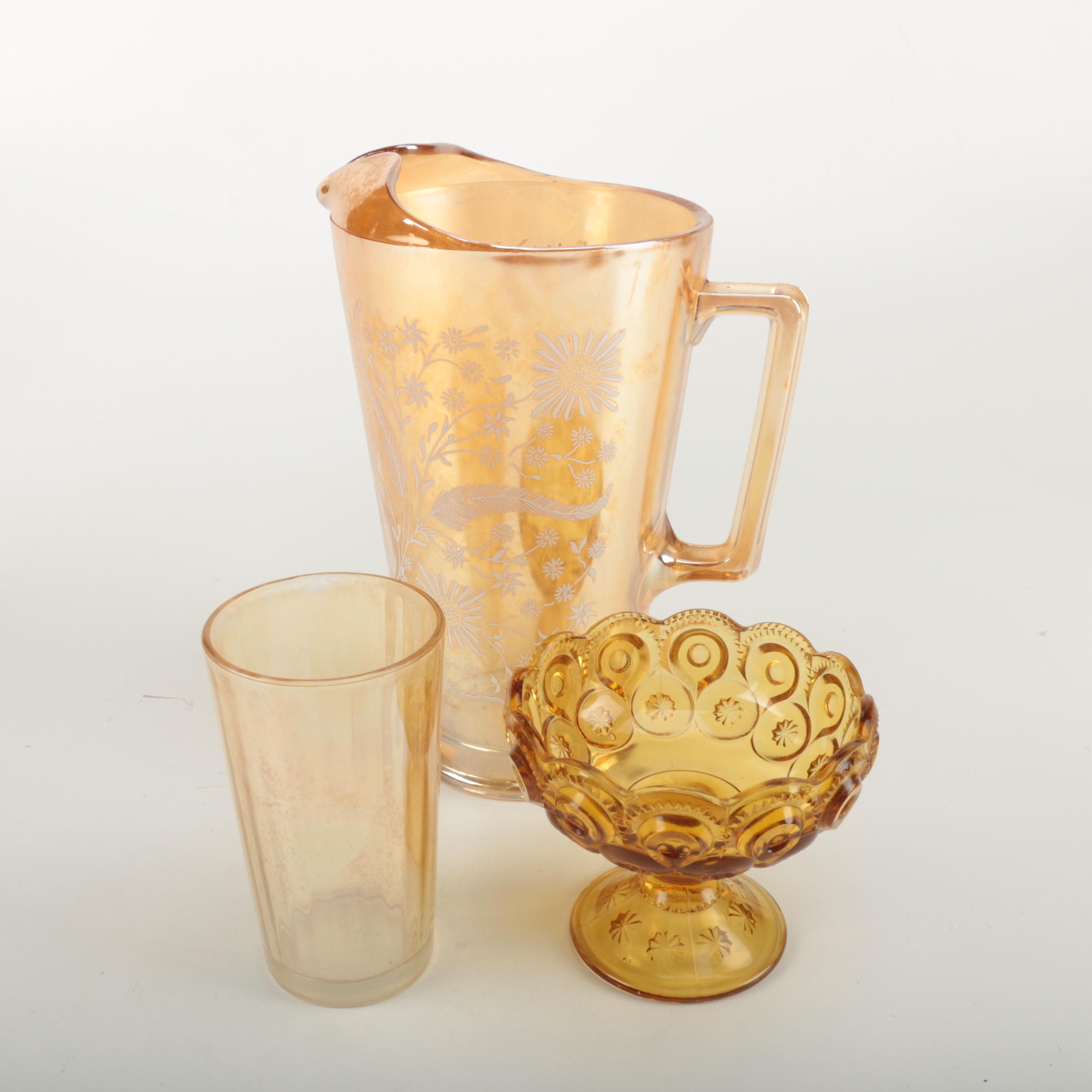 Vintage Glass Tableware and Candy Dish