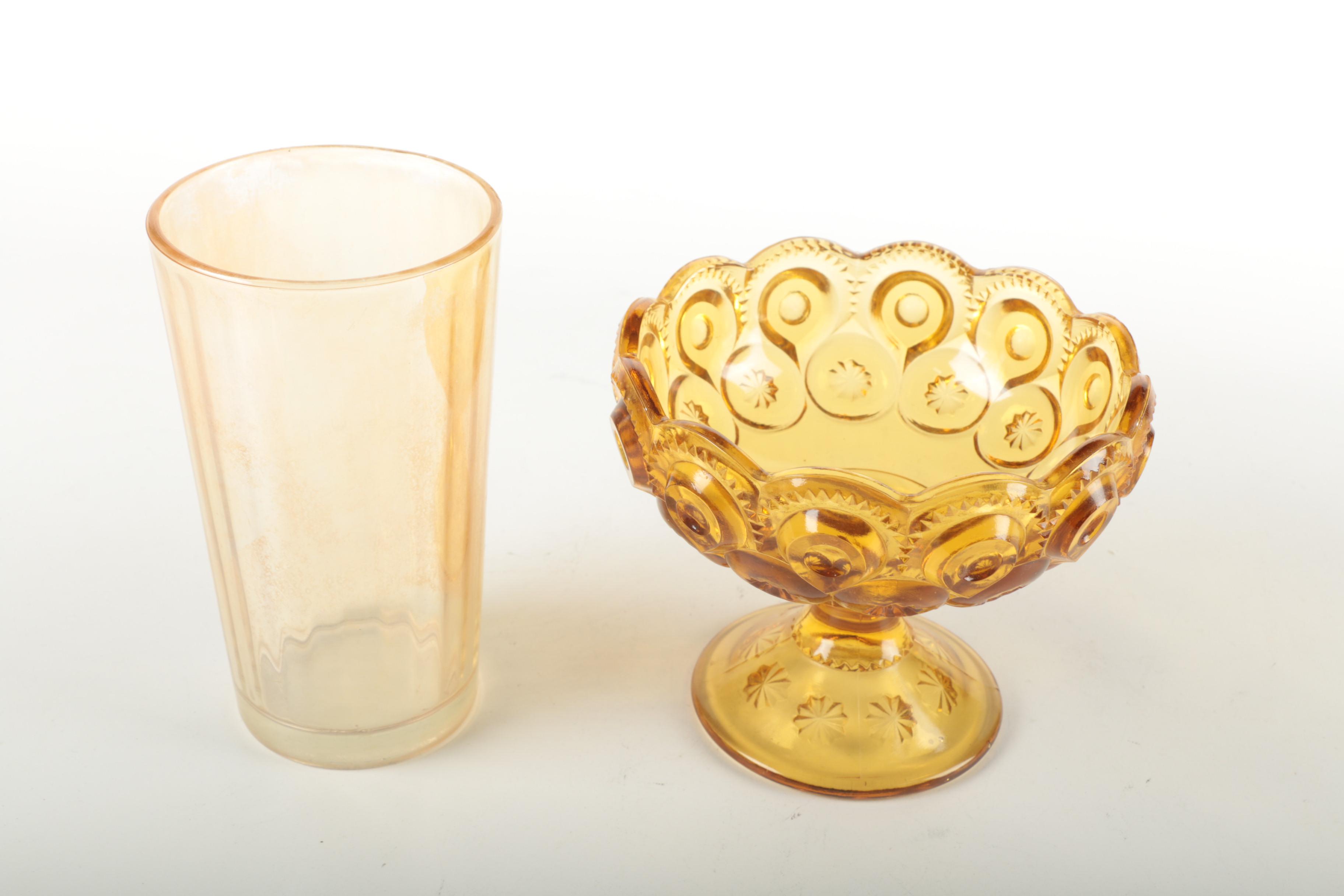 Vintage Glass Tableware and Candy Dish