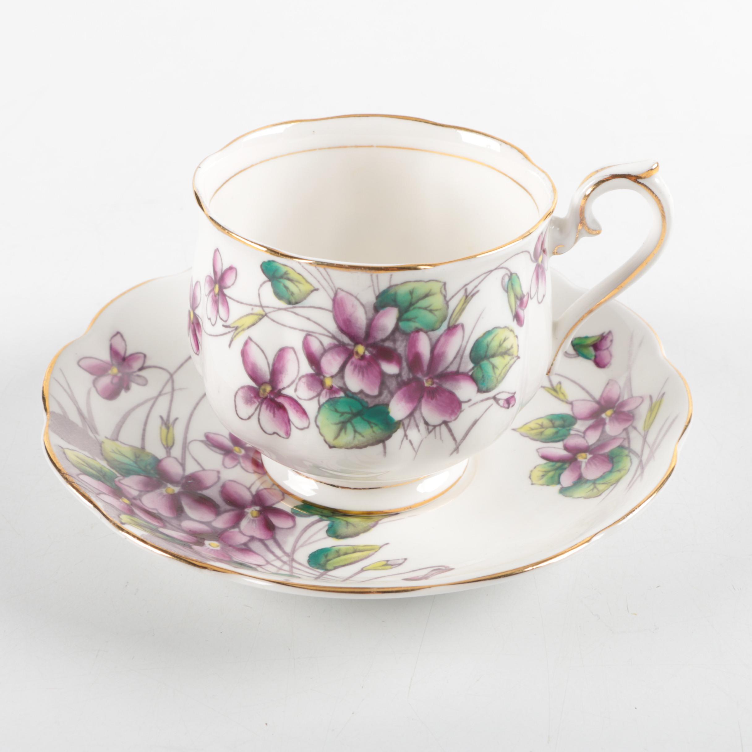 English and French Bone China Tea Cups and Saucers including Royal Albert