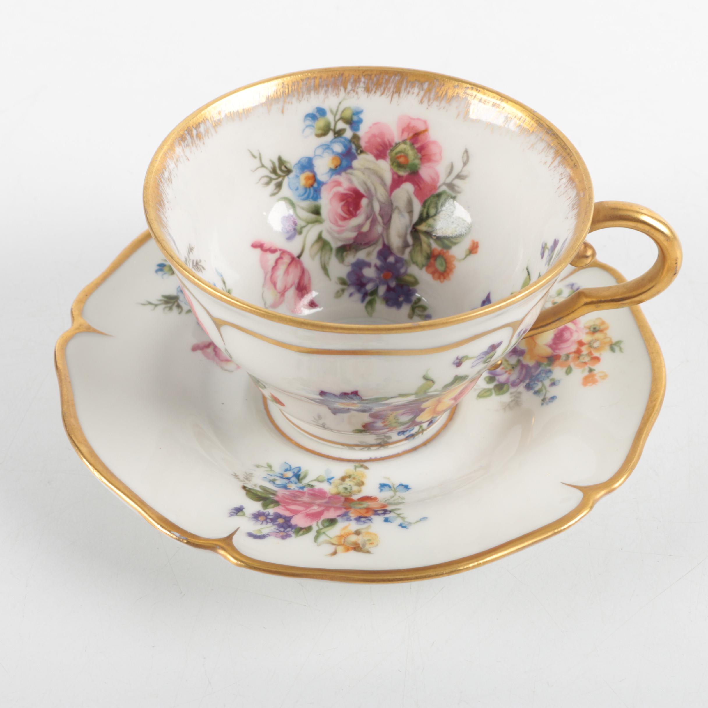 English and French Bone China Tea Cups and Saucers including Royal Albert