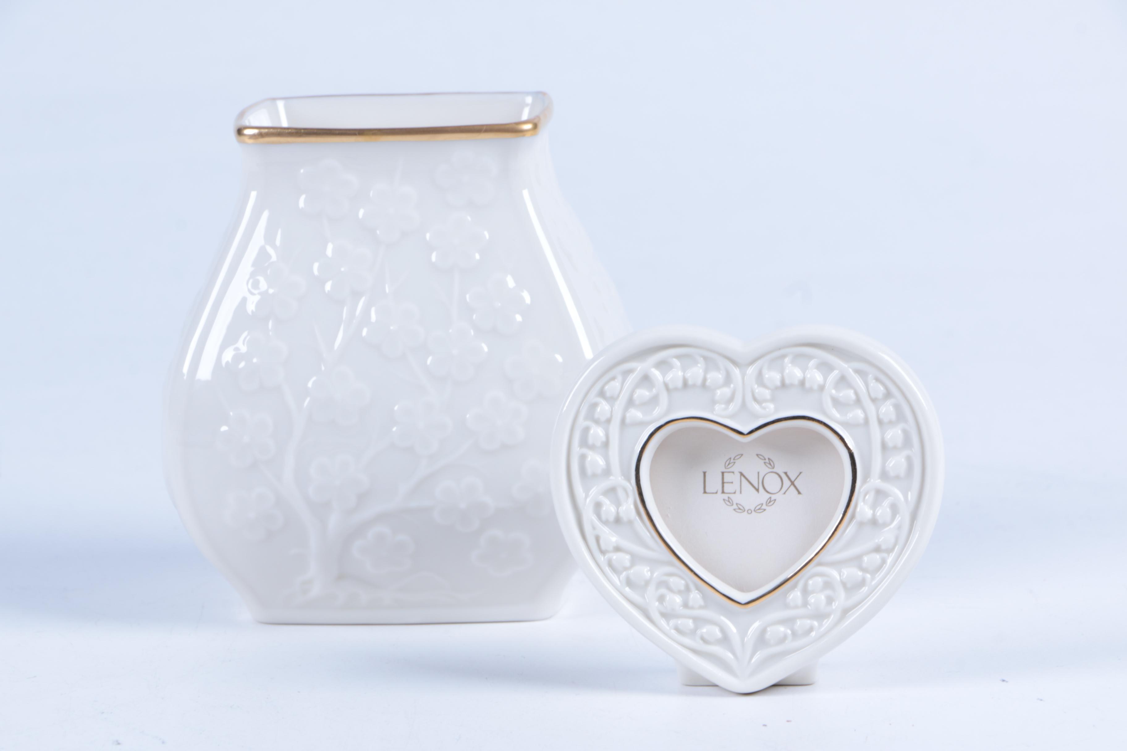 Lenox Vase and Heart Shaped Picture Frame