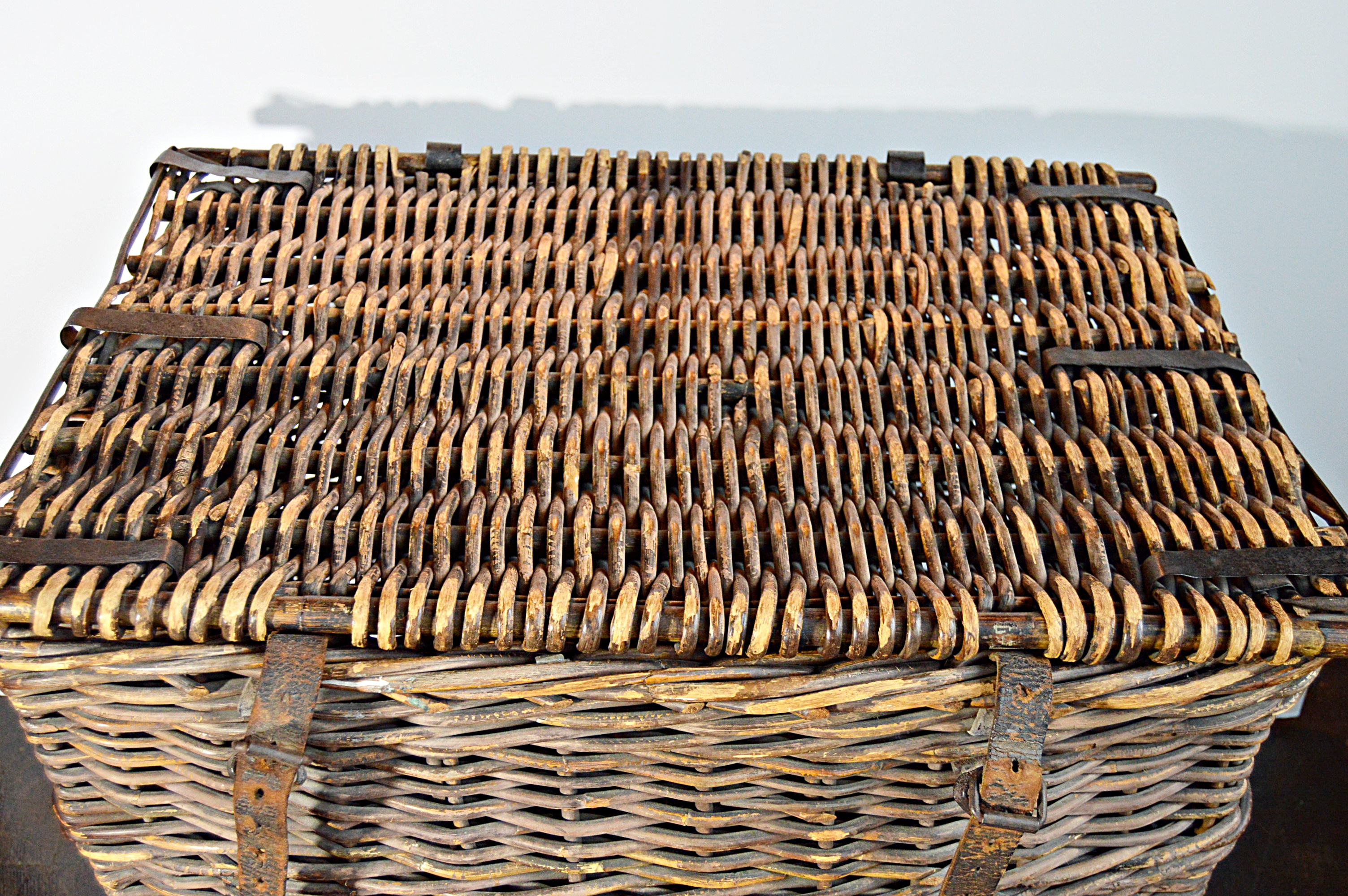 Vintage  Woven Wicker Steamer Ship Trunk