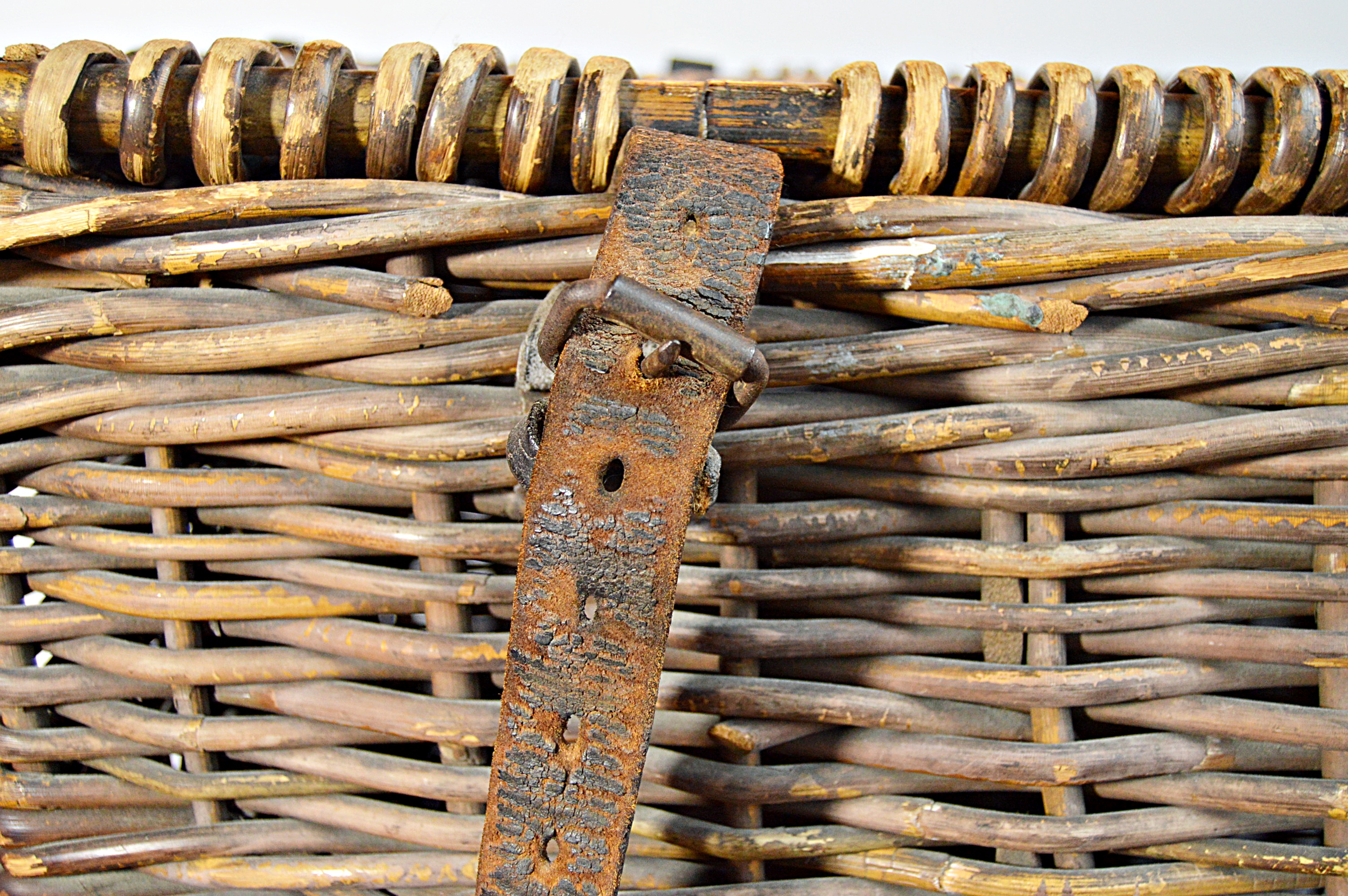 Vintage  Woven Wicker Steamer Ship Trunk