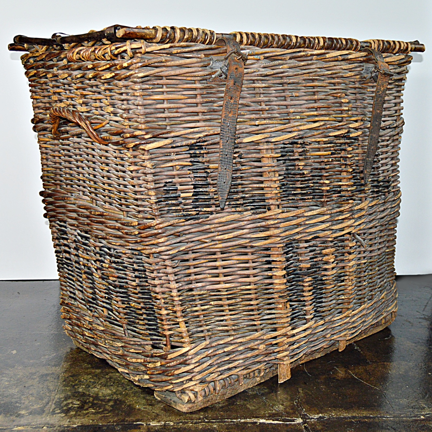 Vintage  Woven Wicker Steamer Ship Trunk