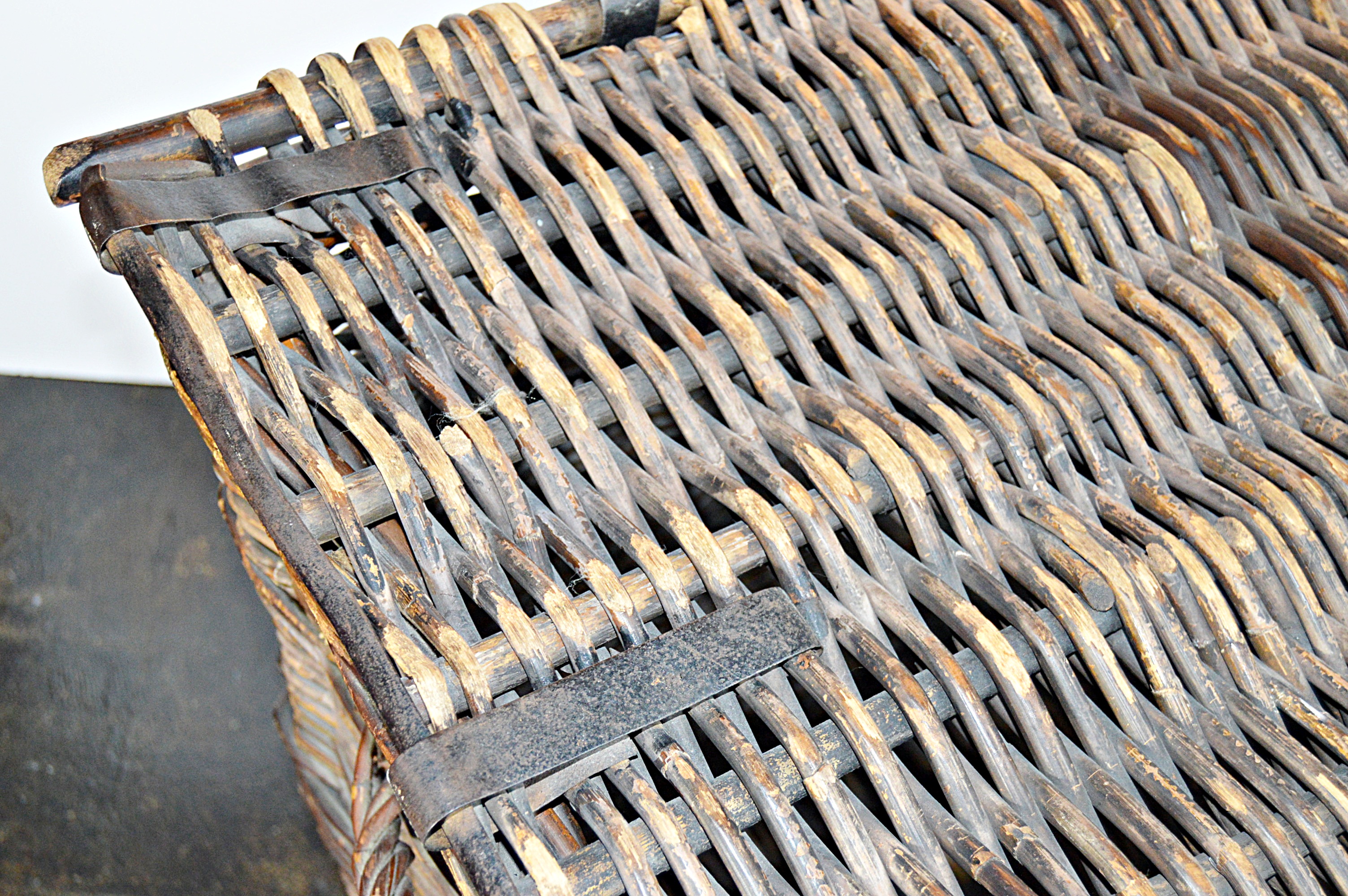 Vintage  Woven Wicker Steamer Ship Trunk