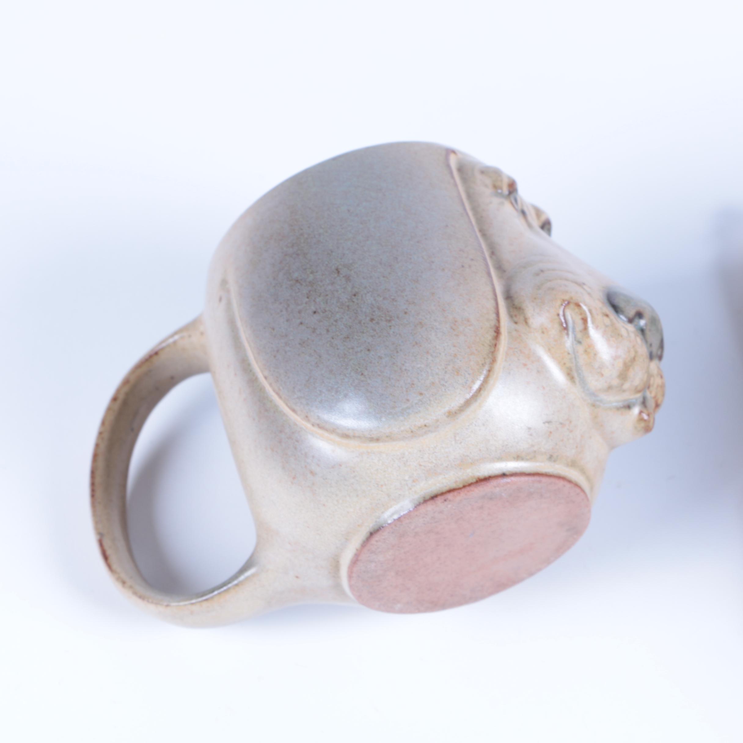 Art Pottery Lidded Bowl and Figural Dog Mug