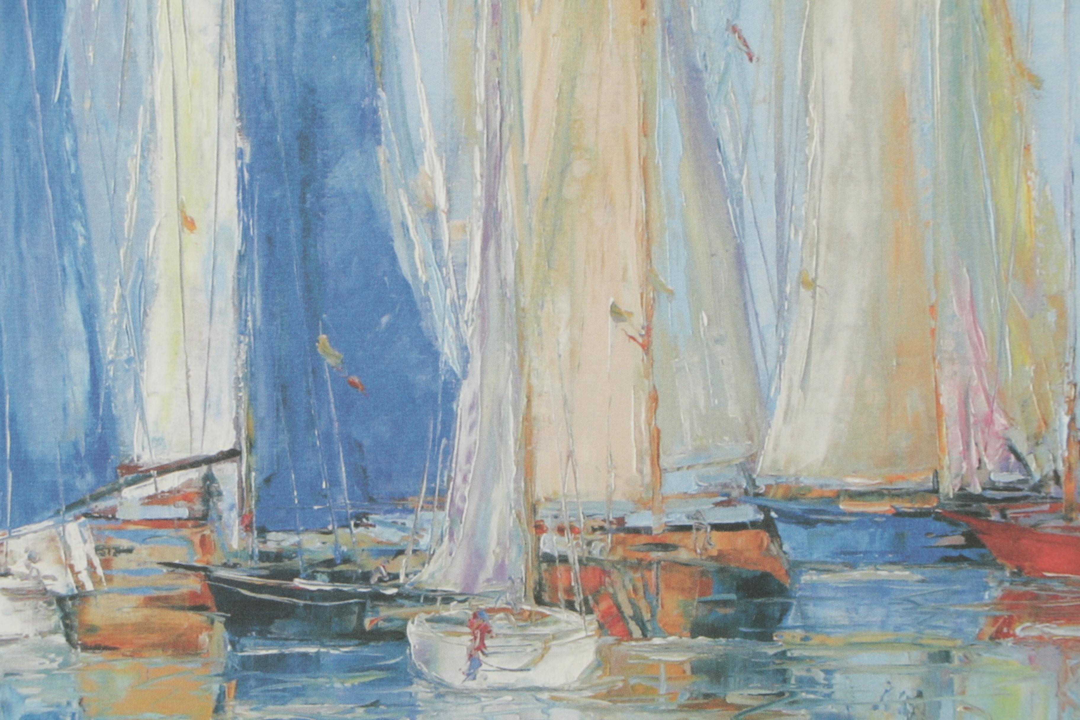 Duaiv Limited Edition Offset Lithograph "Calm and Sailboats"