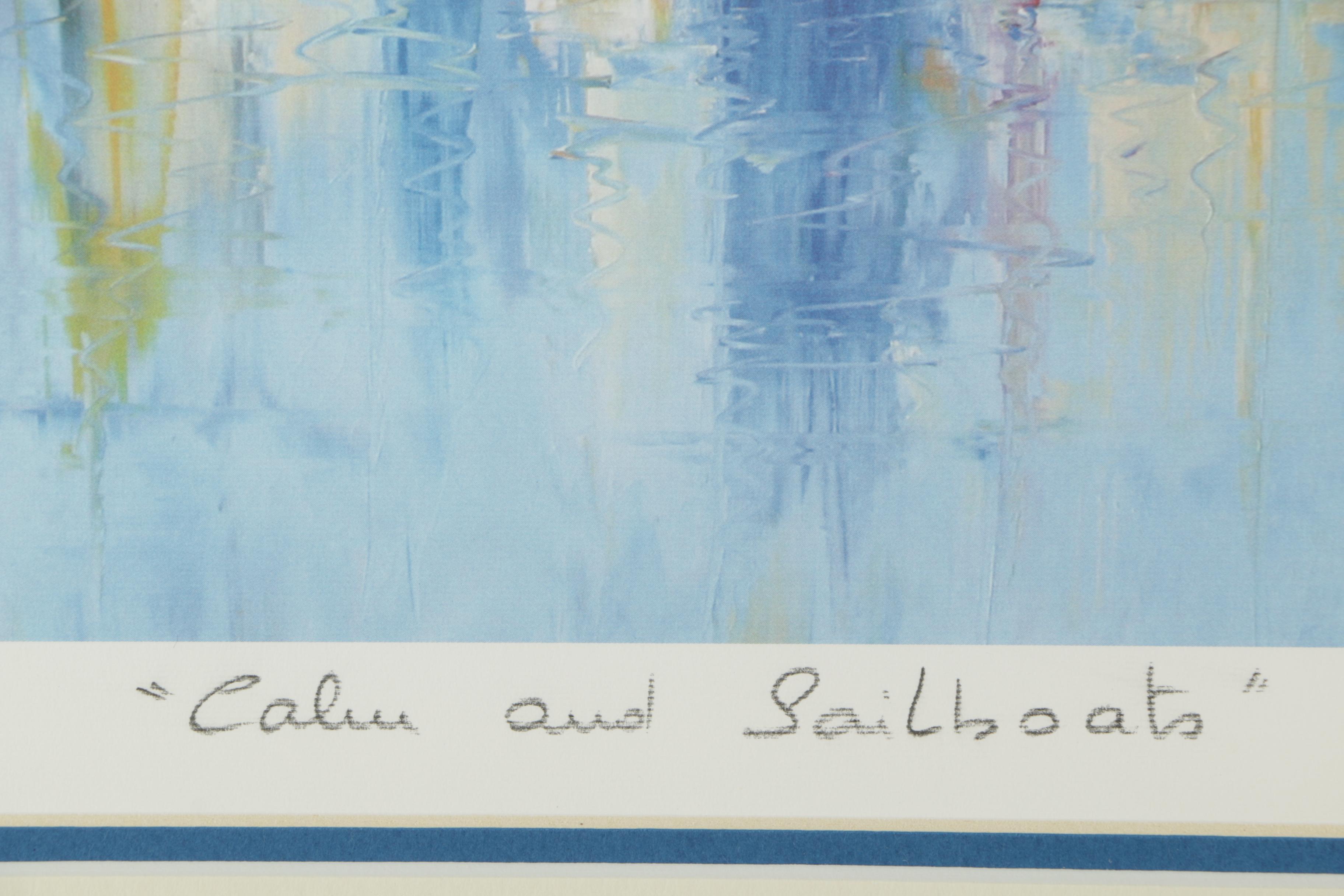 Duaiv Limited Edition Offset Lithograph "Calm and Sailboats"