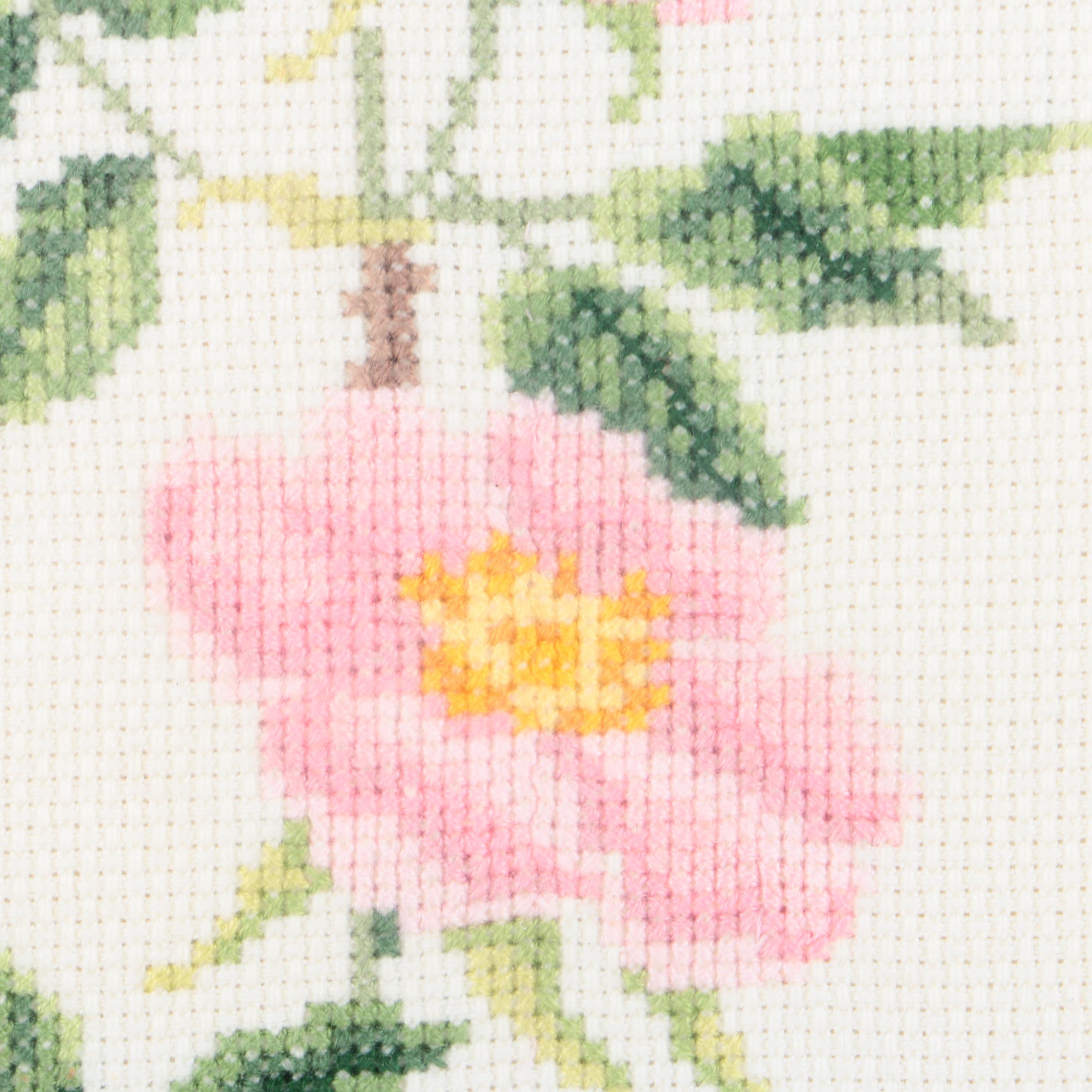 M. Dean Cross-Stitch of Pink Flowers