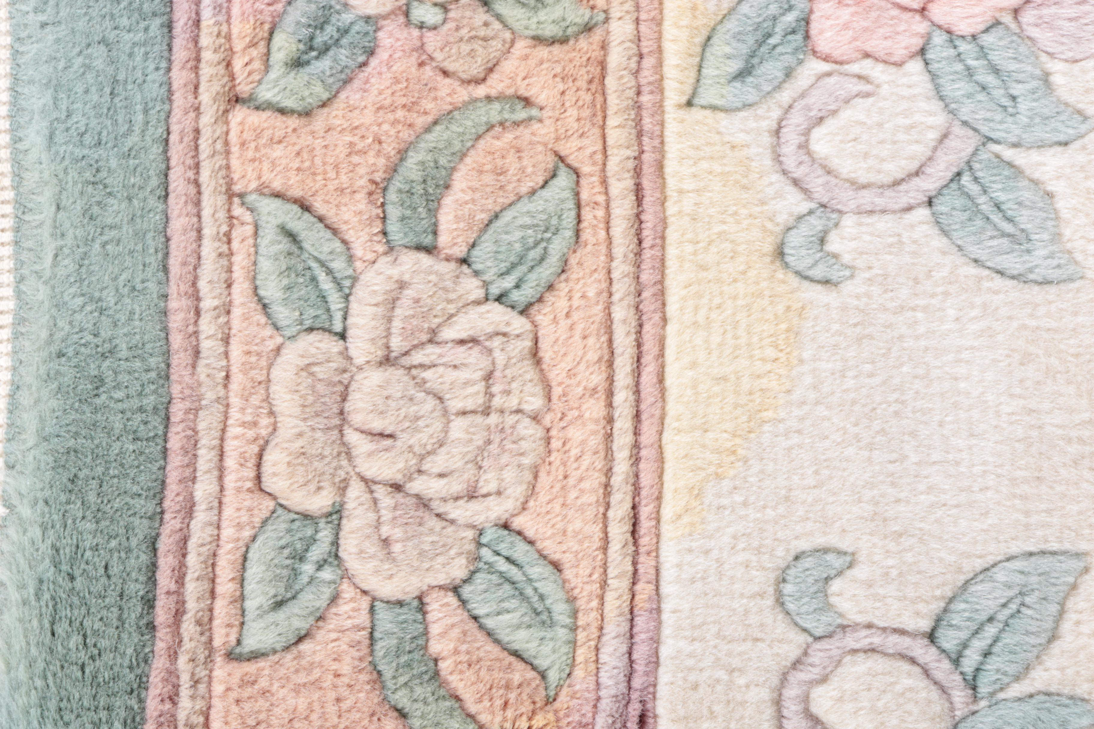 Hand-Knotted and Carved Chinese Wool Area Rug