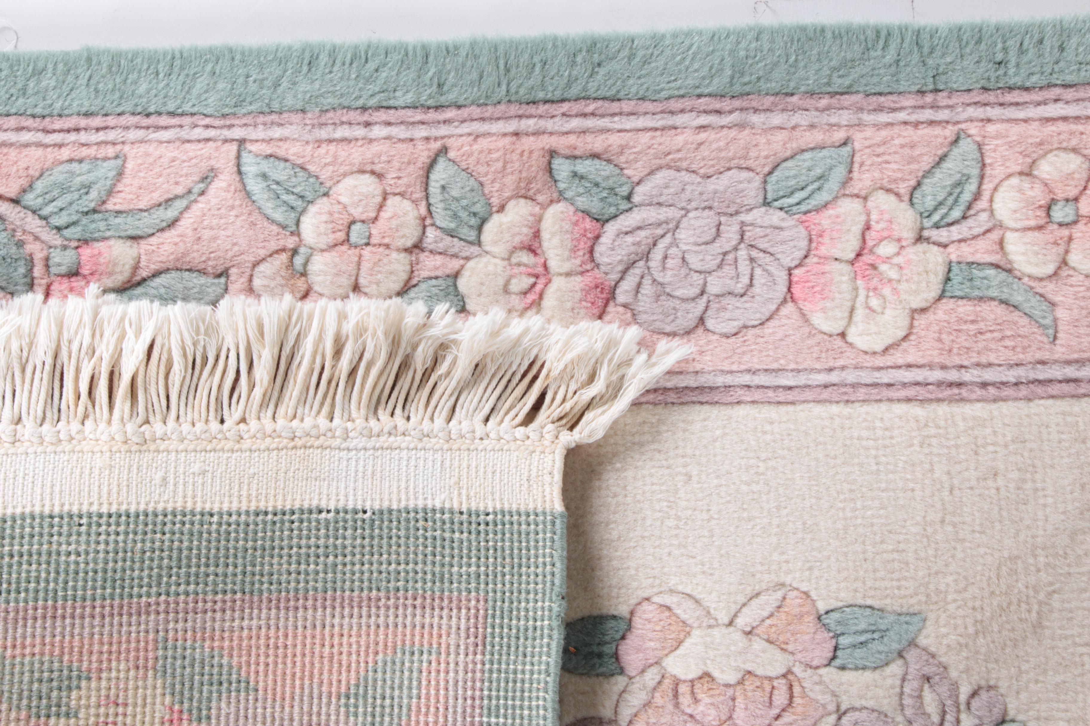 Hand-Knotted and Carved Chinese Wool Area Rug