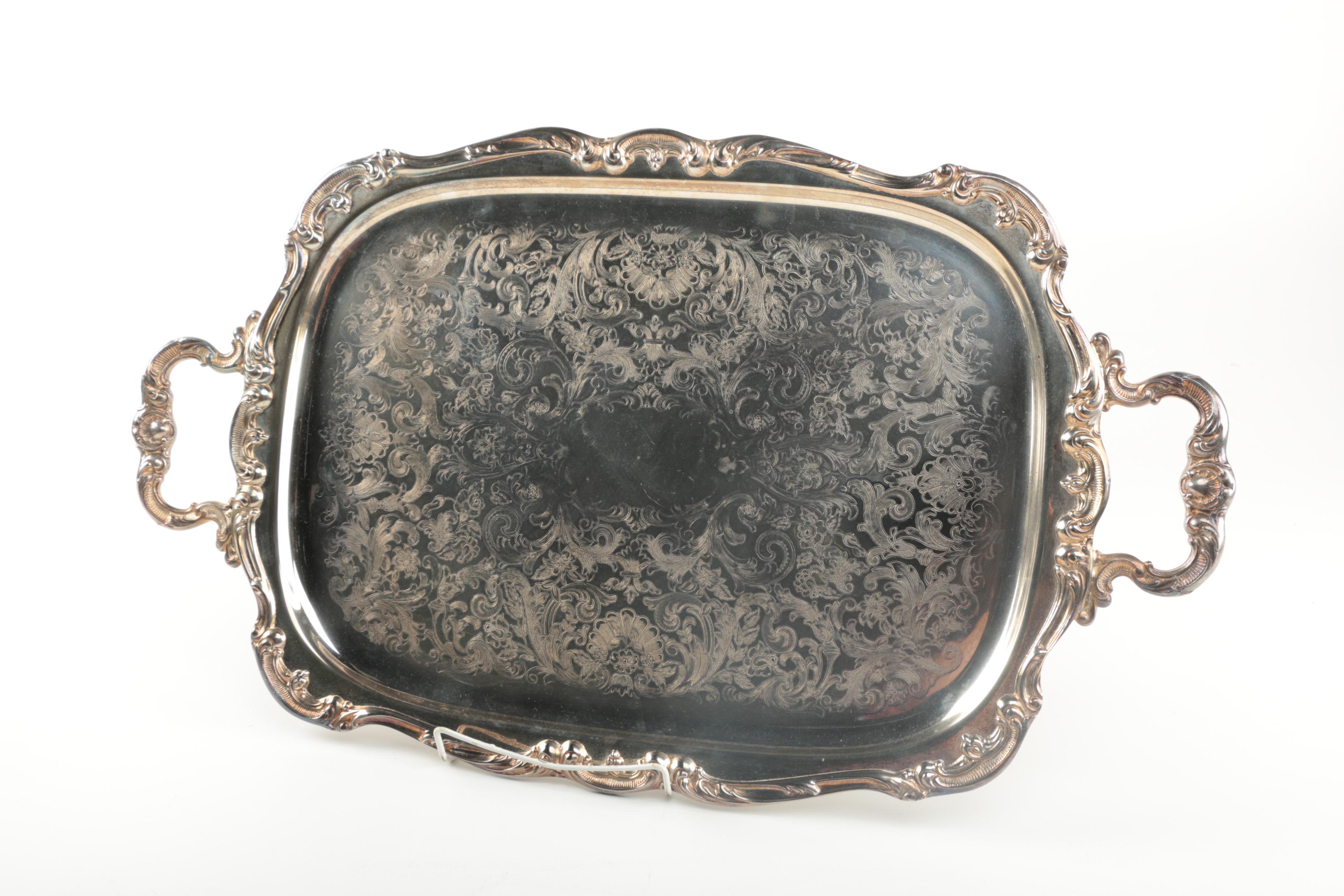 Wallace "Baroque" Silver Plate Coffee and Tea Service with Tea Tray