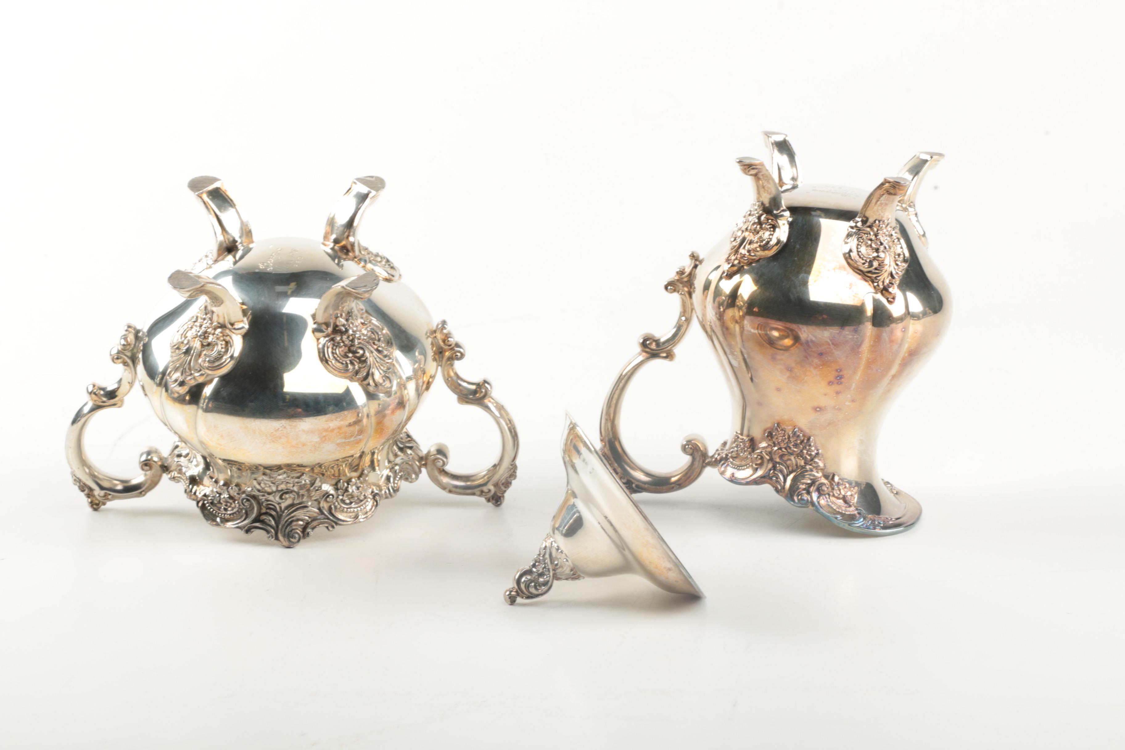 Wallace "Baroque" Silver Plate Coffee and Tea Service with Tea Tray