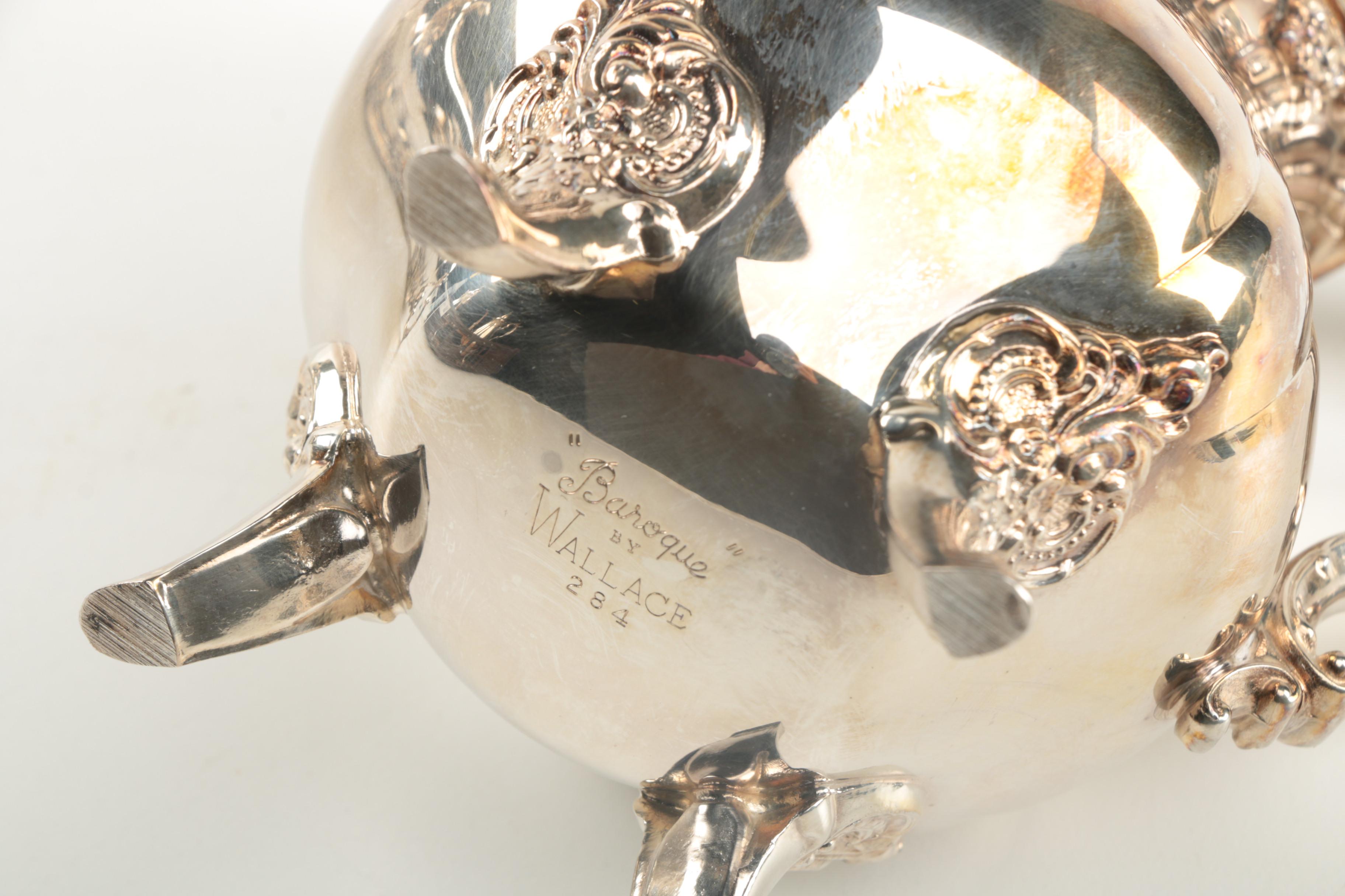 Wallace "Baroque" Silver Plate Coffee and Tea Service with Tea Tray