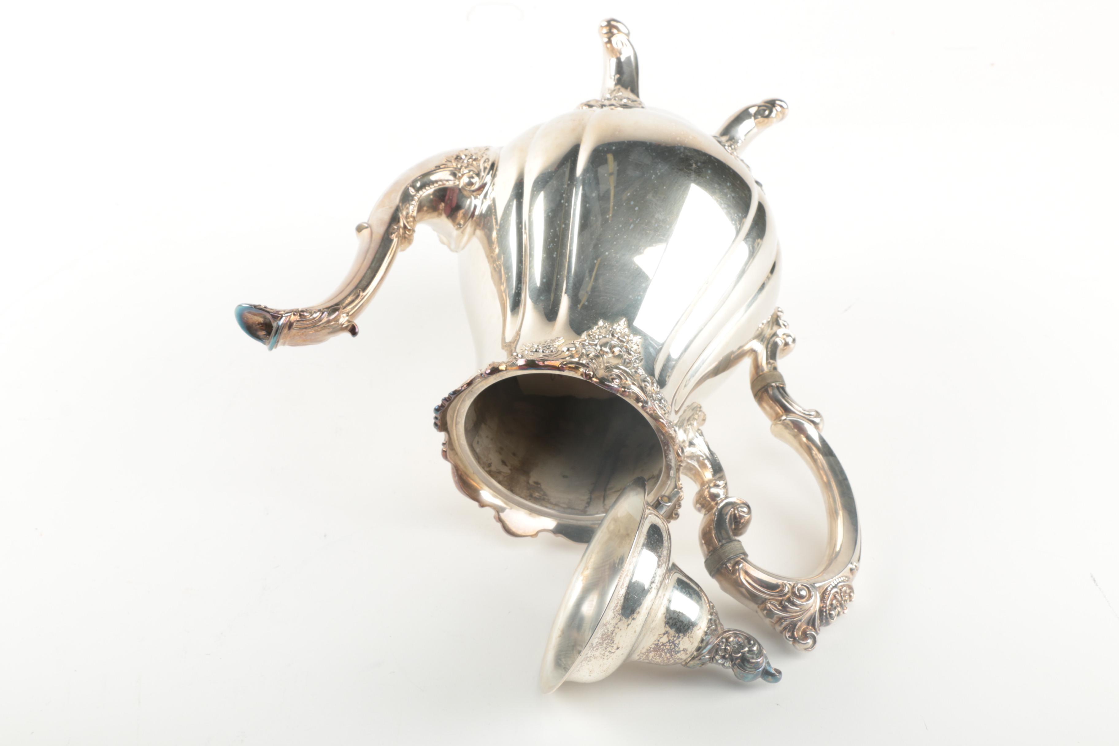 Wallace "Baroque" Silver Plate Coffee and Tea Service with Tea Tray