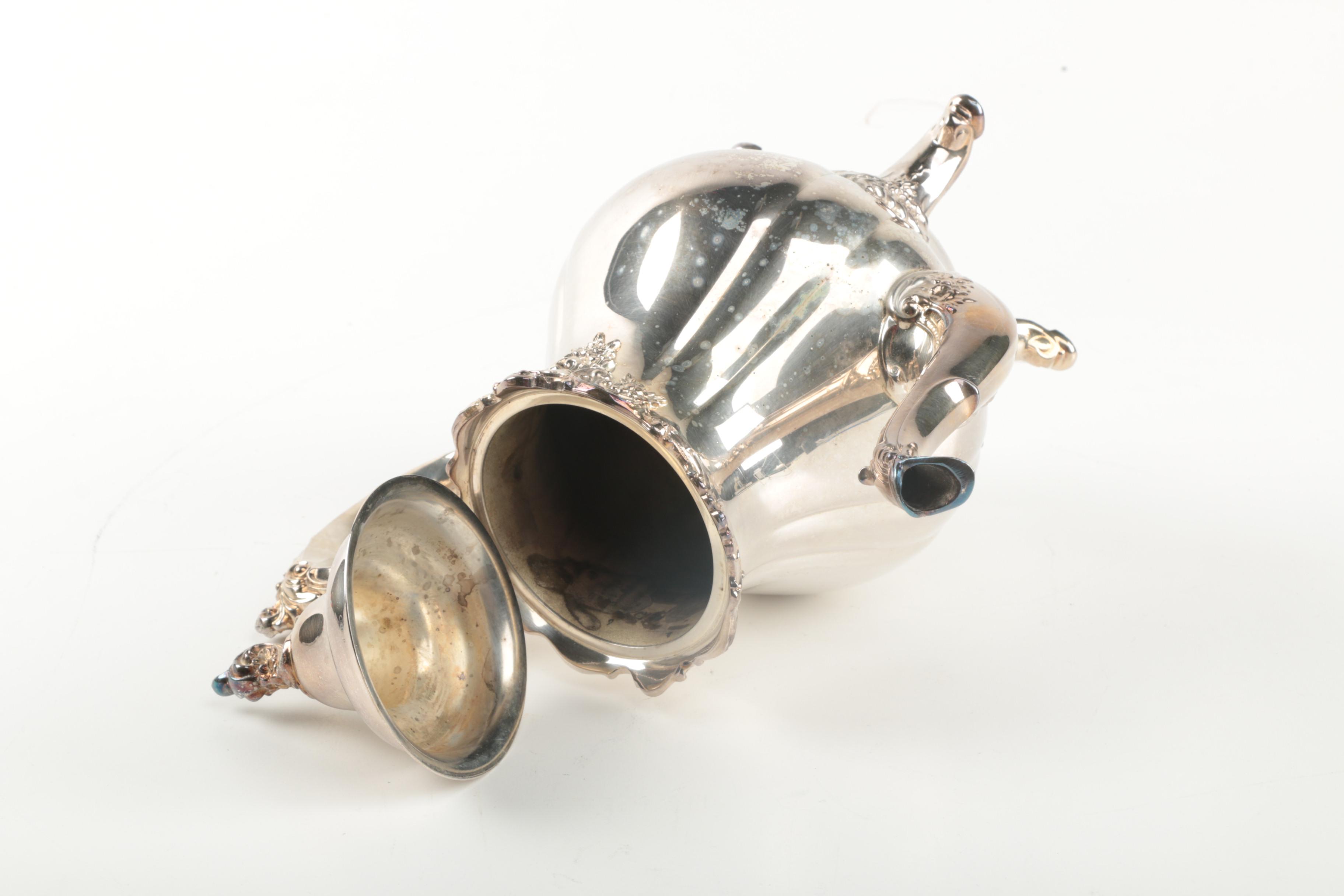 Wallace "Baroque" Silver Plate Coffee and Tea Service with Tea Tray