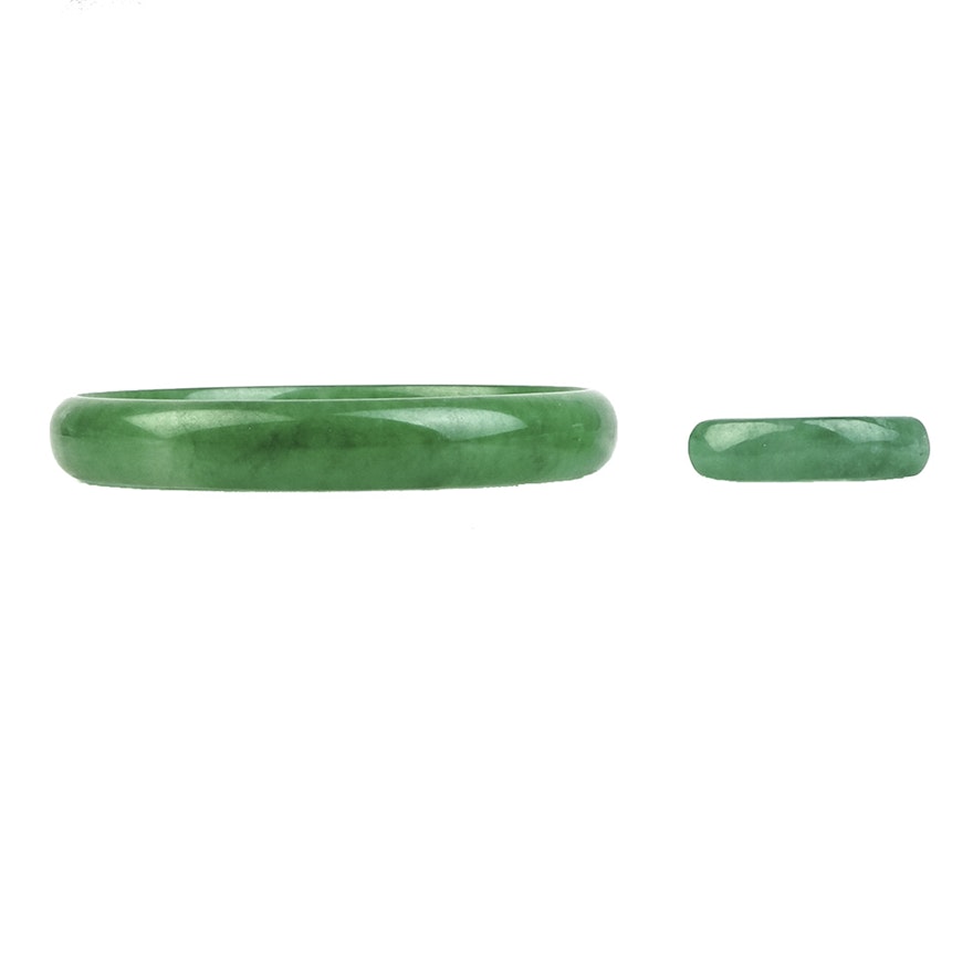 Jadeite Jade Ring and Bangle Bracelet