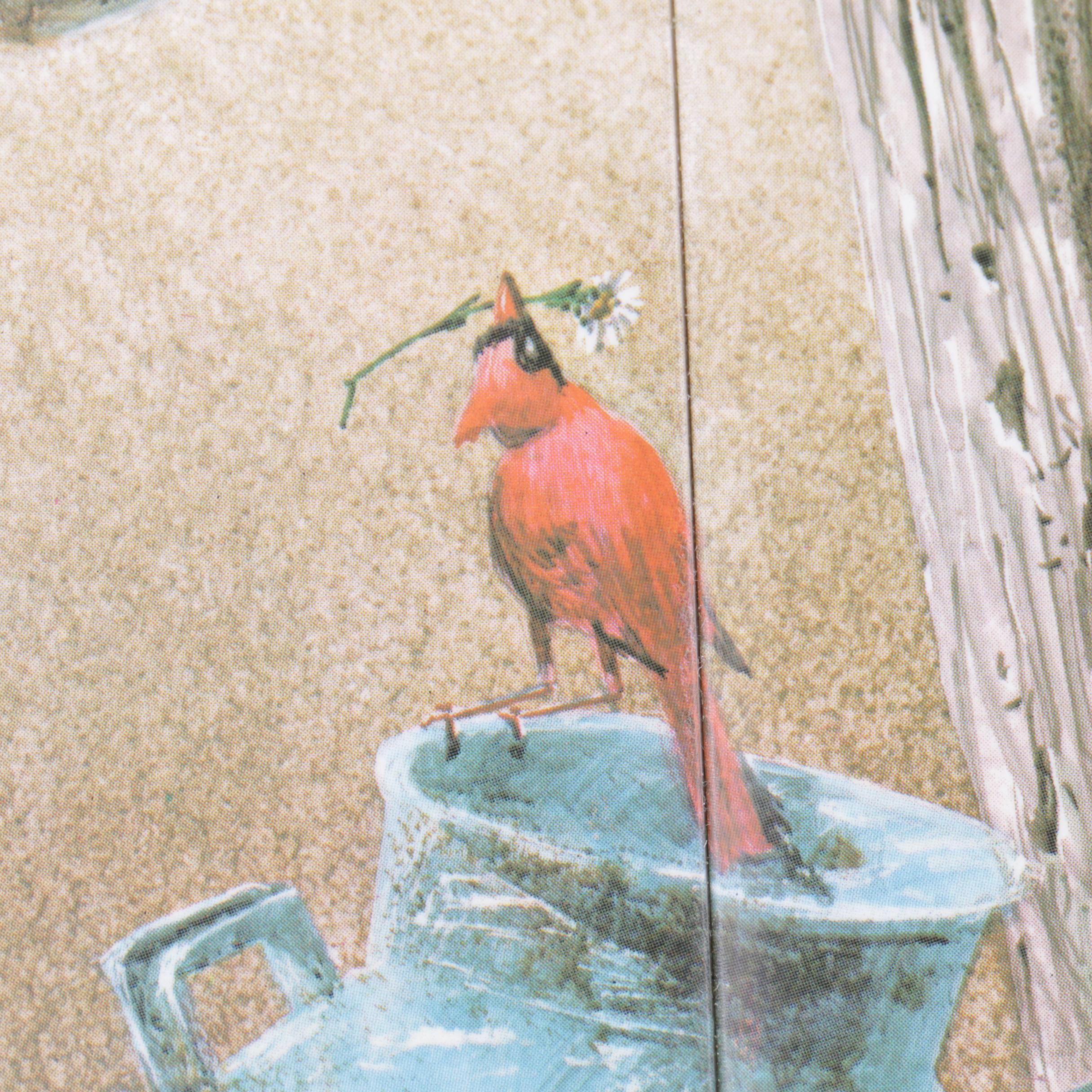 Reproduction Print on Ceramic Tile of Birds in a Mail Box