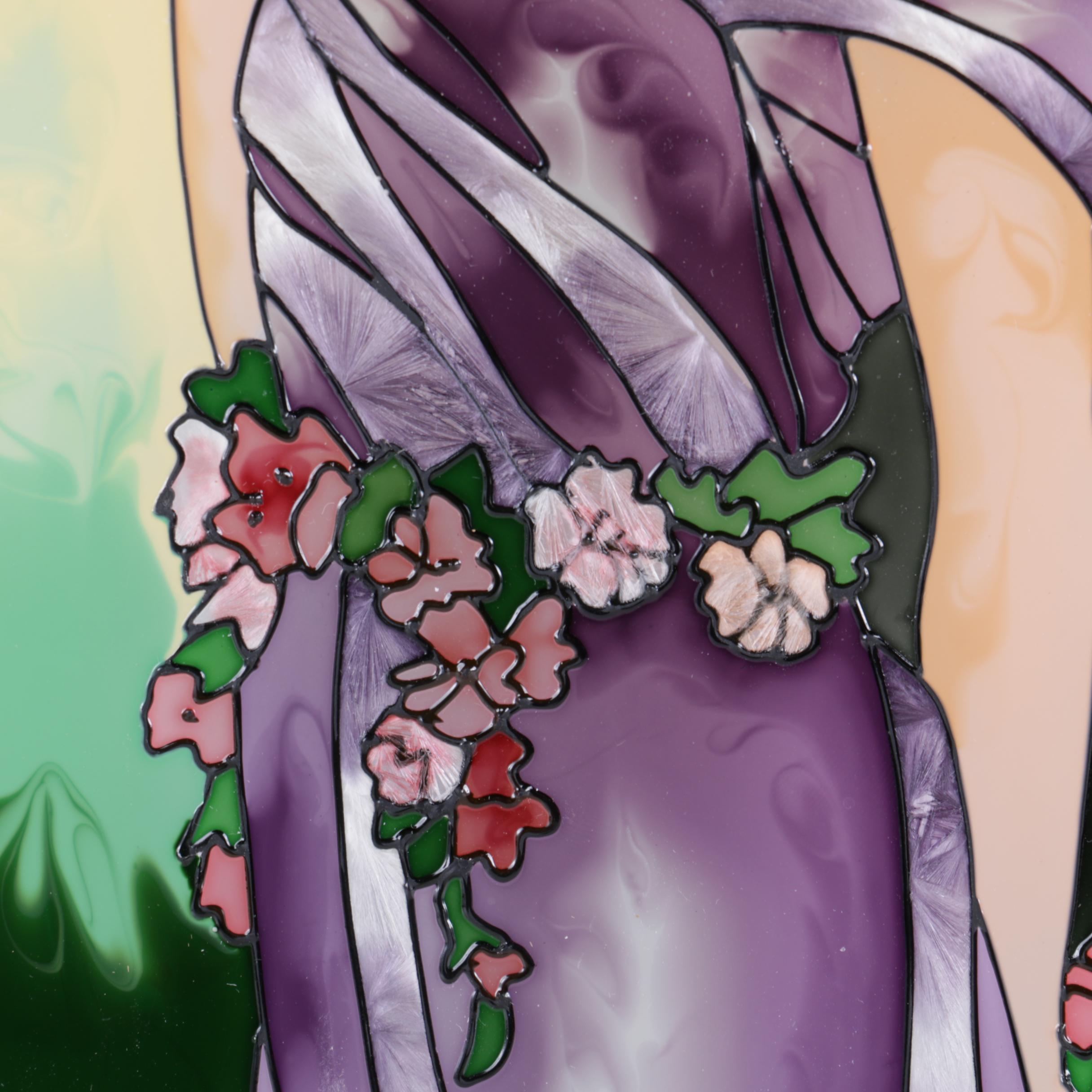 Joan Baker Designs Hand-Painted Stained Glass Panel of a Fairy Woman