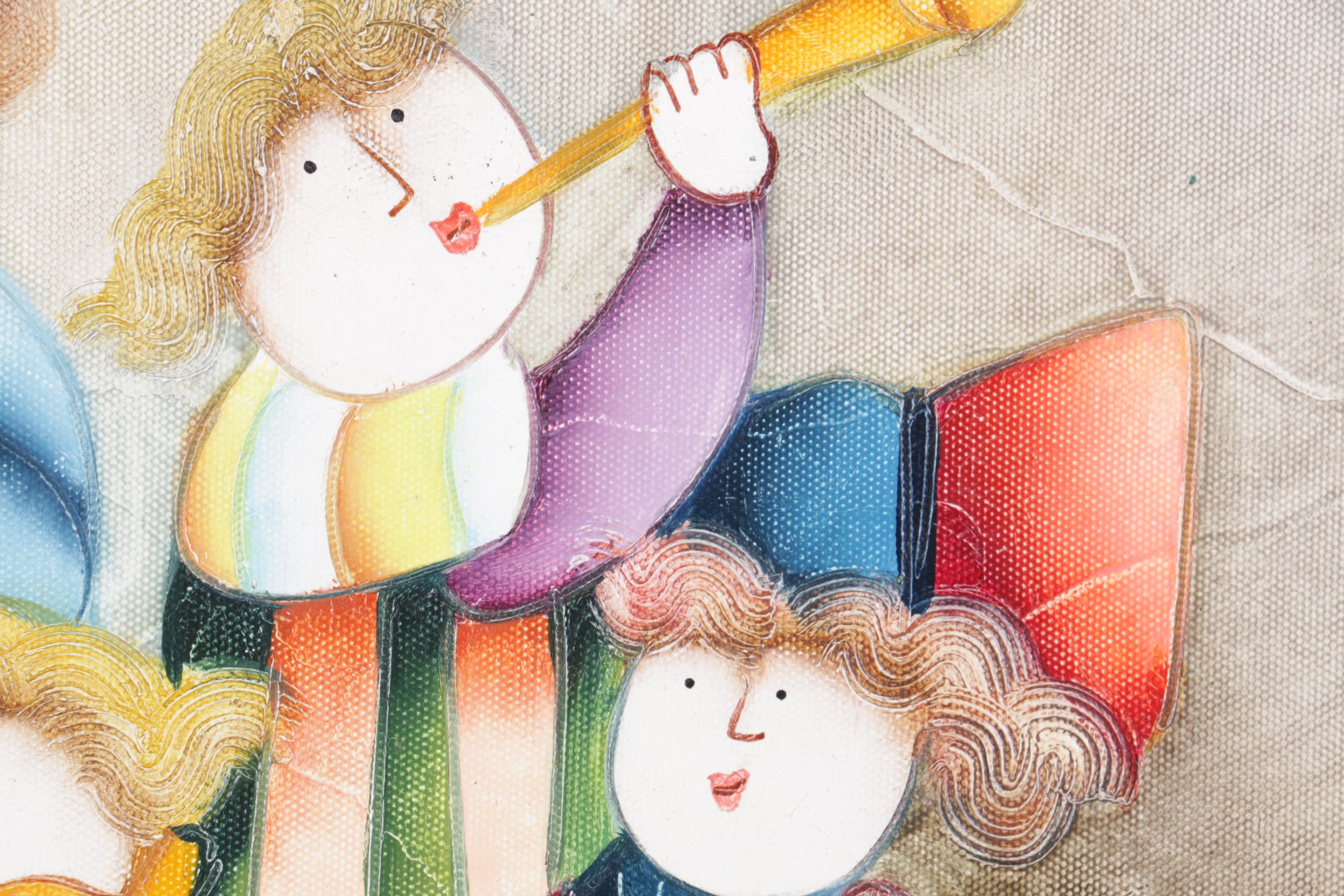 Joyce Roybal Oil Painting on Canvas of Musicians