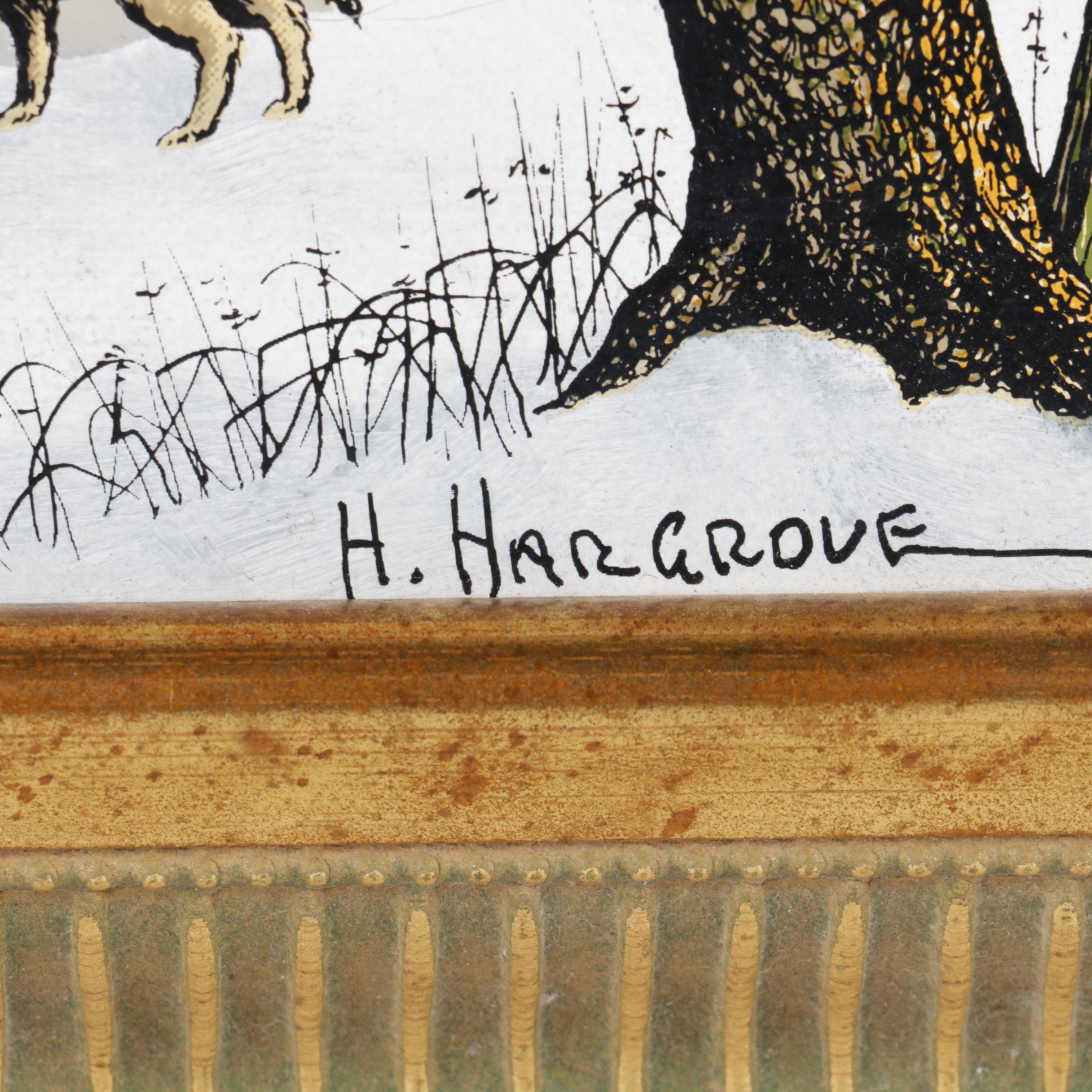 H. Hargrove Serigraph on Canvas of Winter Scene