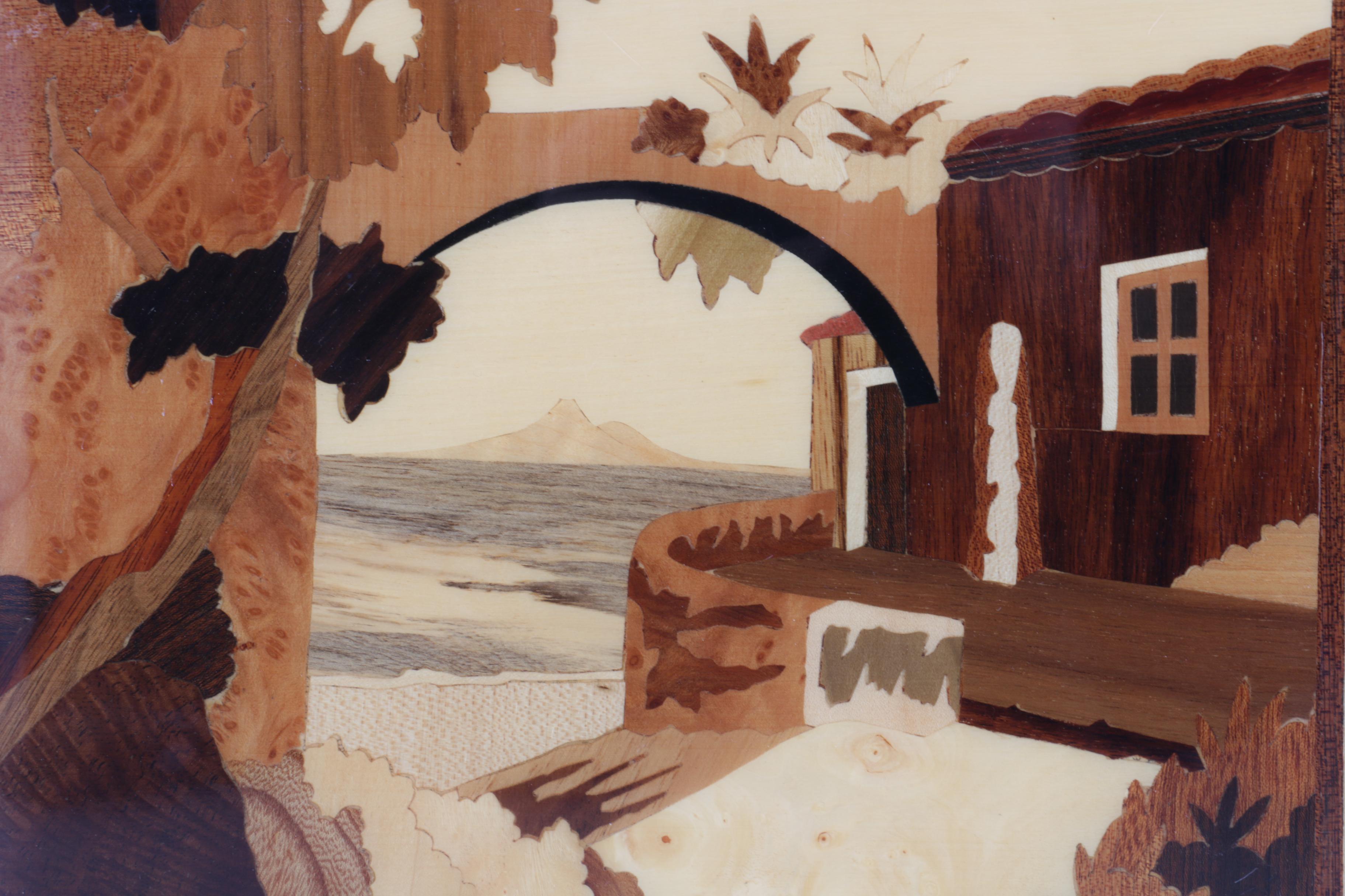 Marquetry Panel of a Coastal Scene