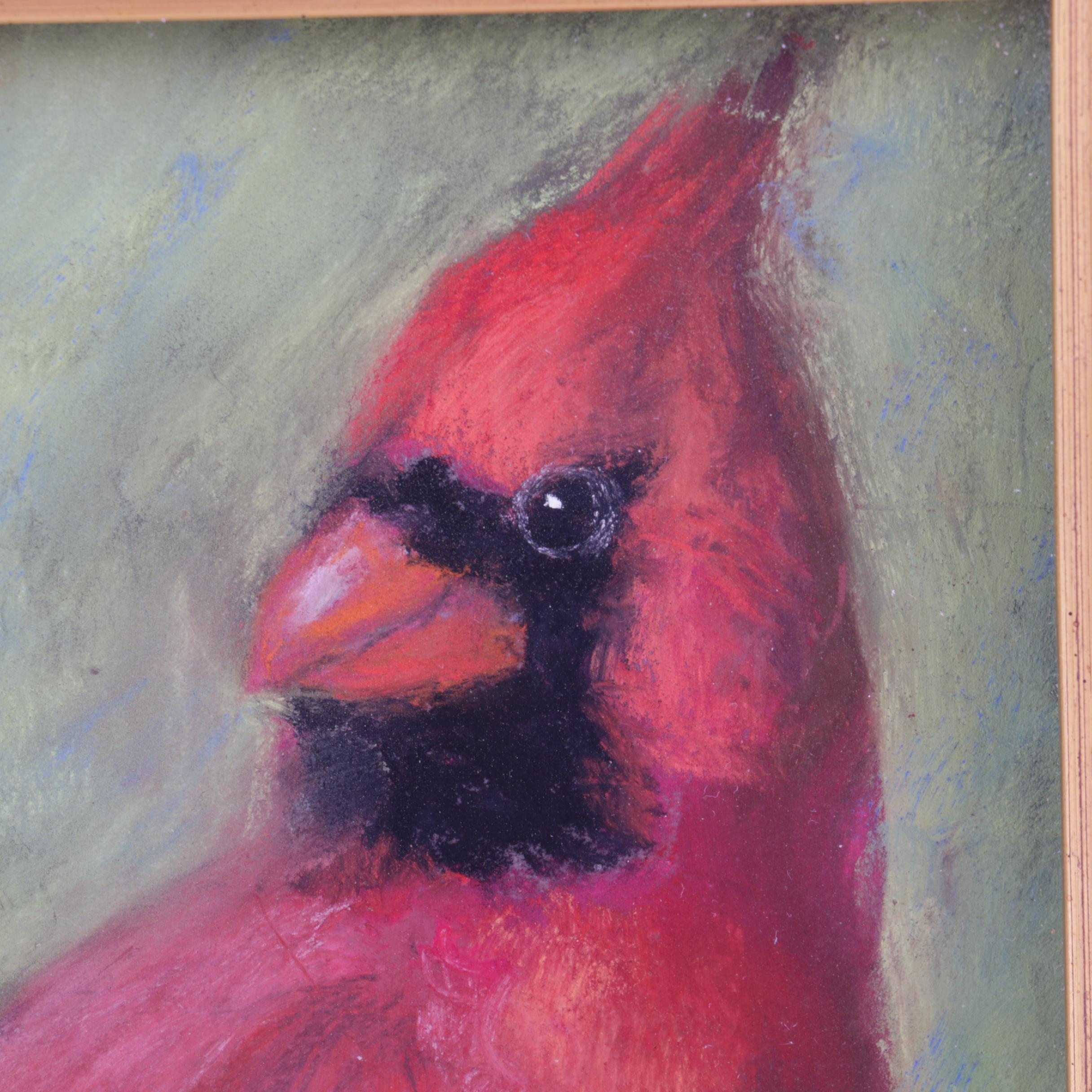 Rita Sarris Pastel Drawing on Paper of a Cardinal