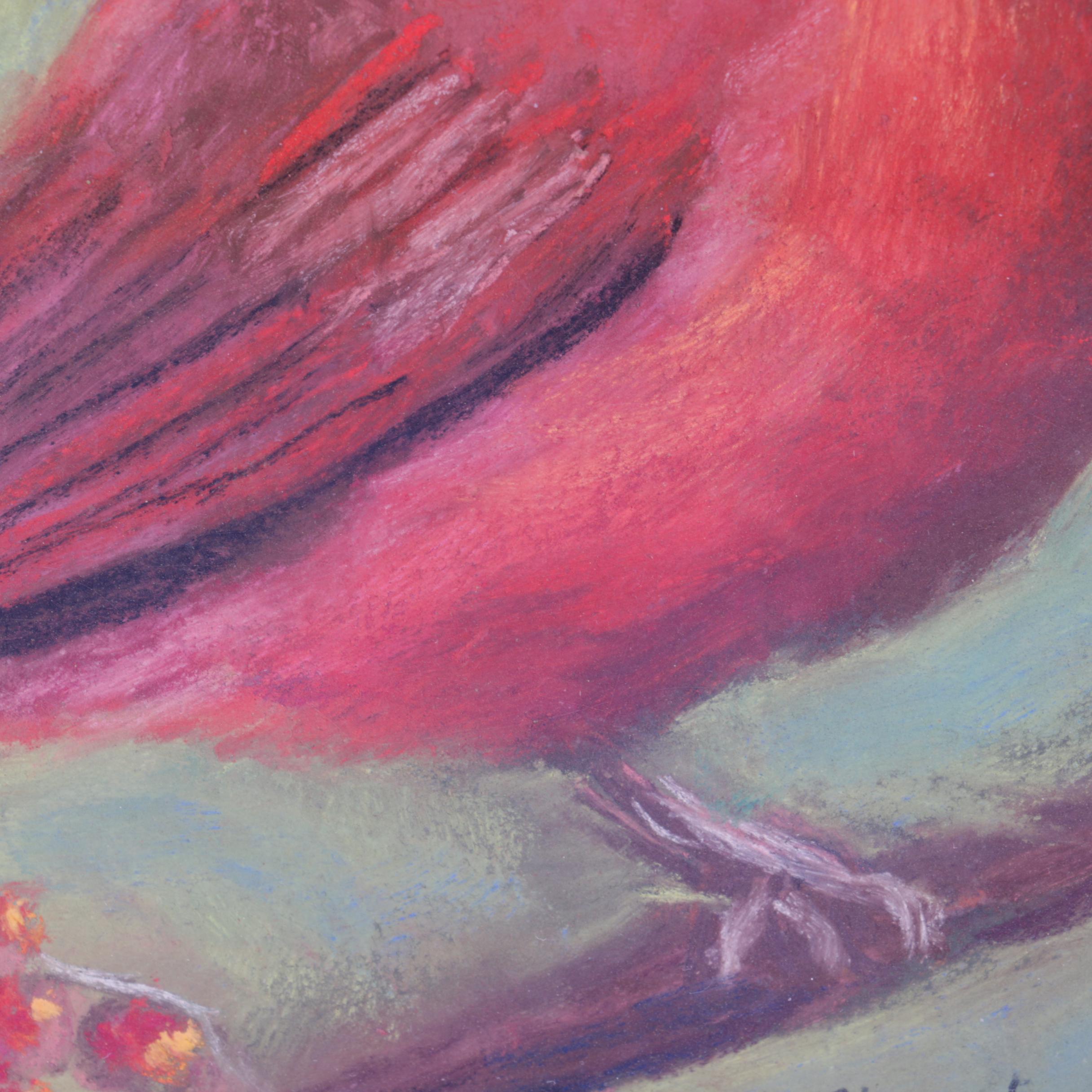 Rita Sarris Pastel Drawing on Paper of a Cardinal