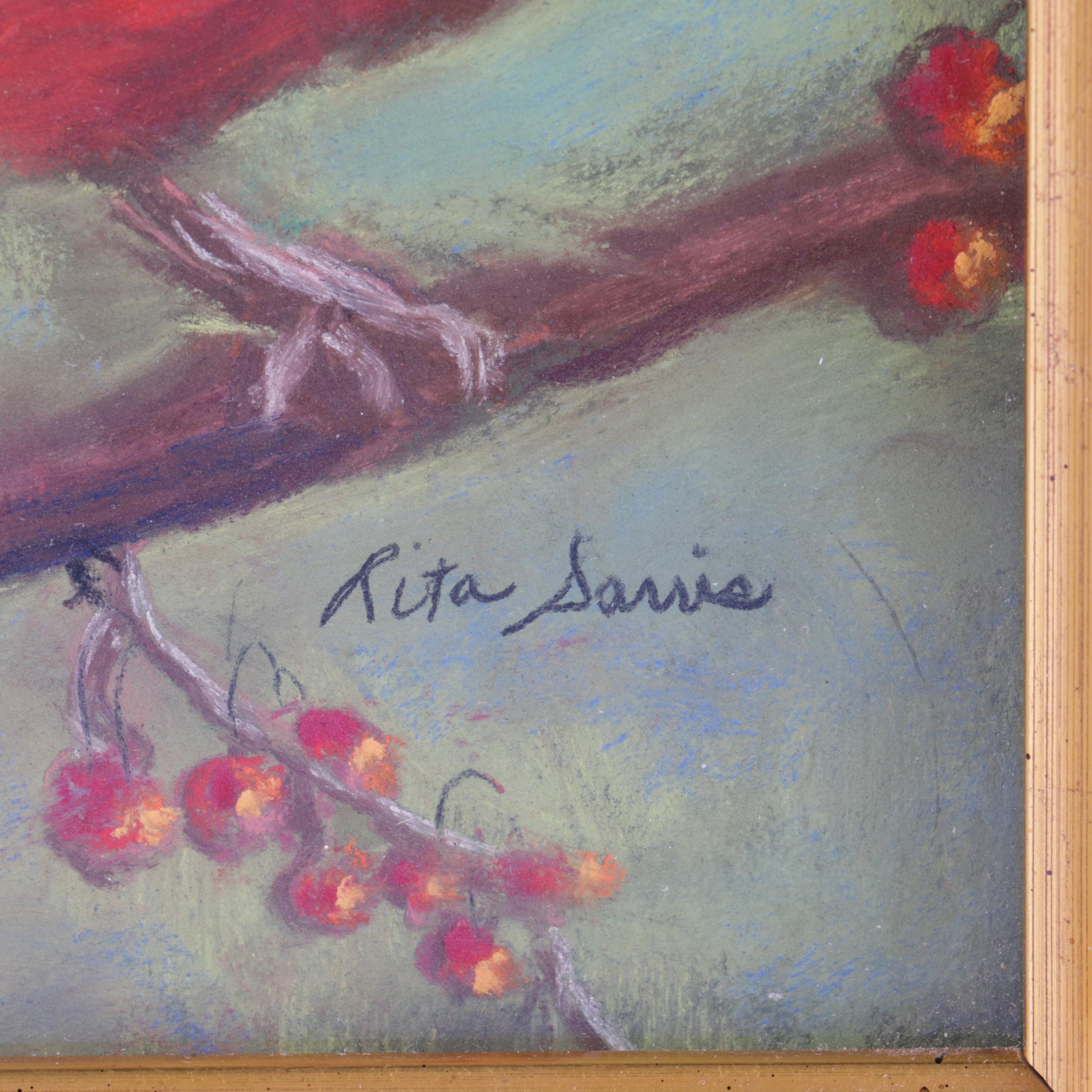 Rita Sarris Pastel Drawing on Paper of a Cardinal