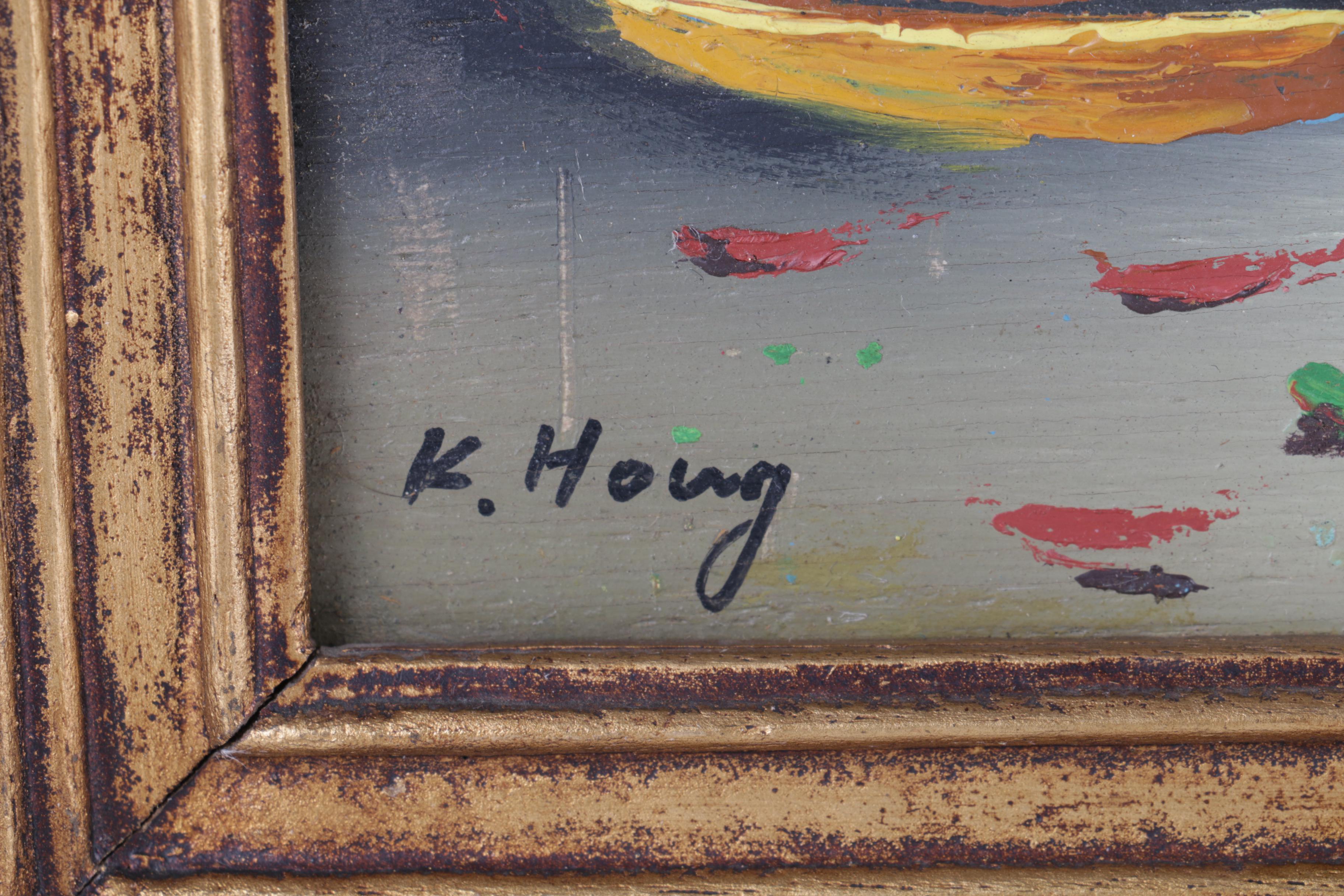 K. Houg Oil Painting of a Floral Arrangement