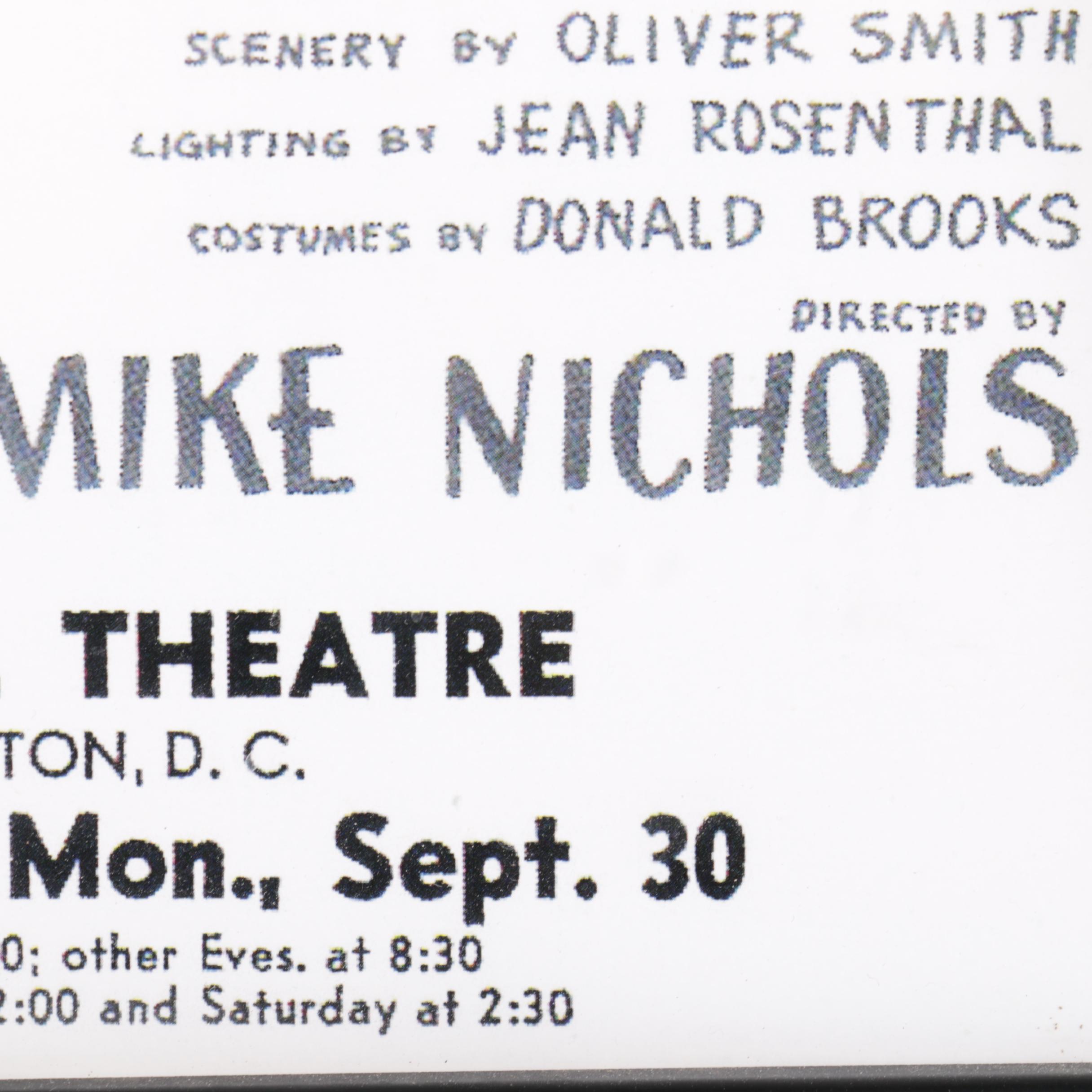 1963 Theater Poster for "Barefoot in The Park" Tryout in Washington DC