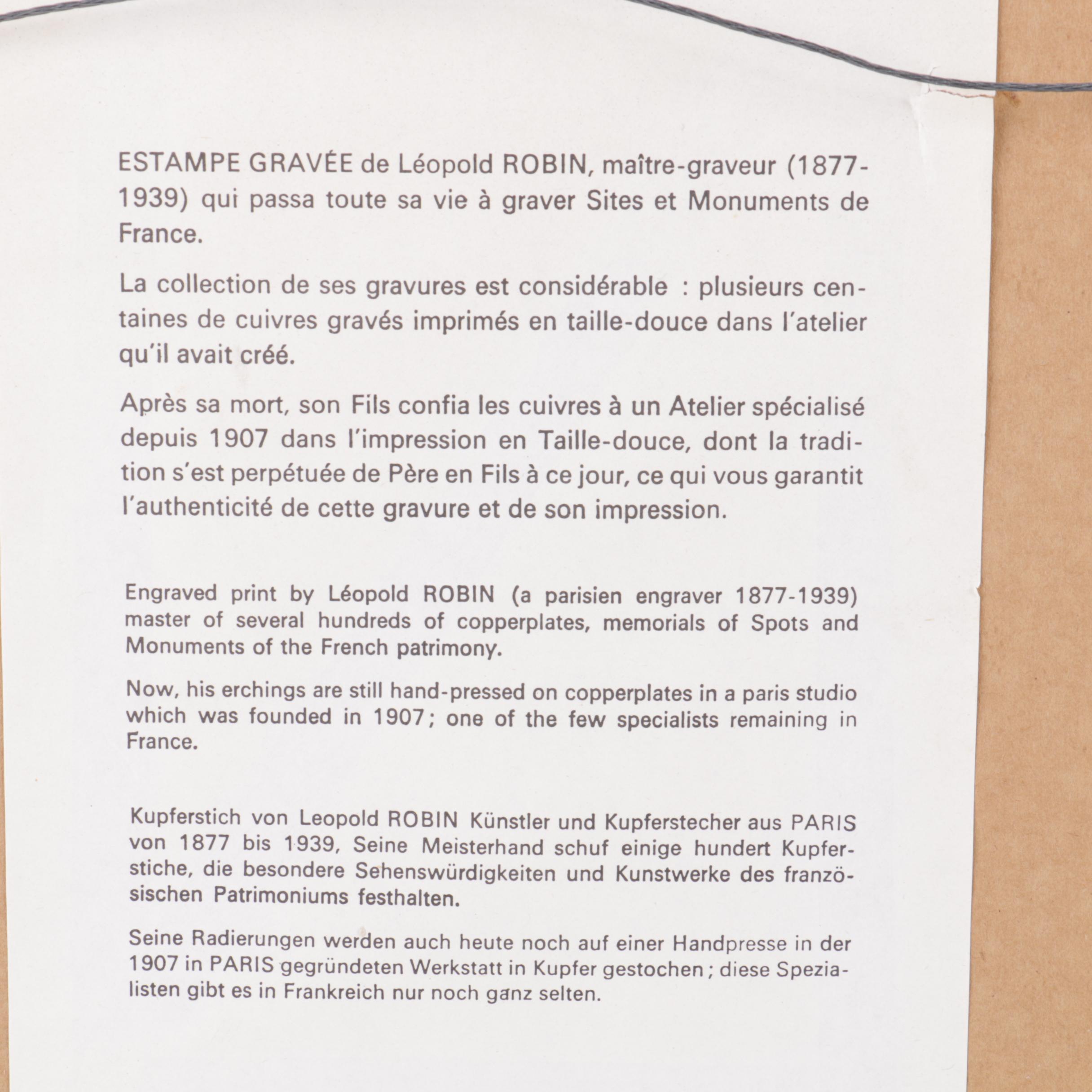 Leopold Robin Engraving of the Château de Chenonceau