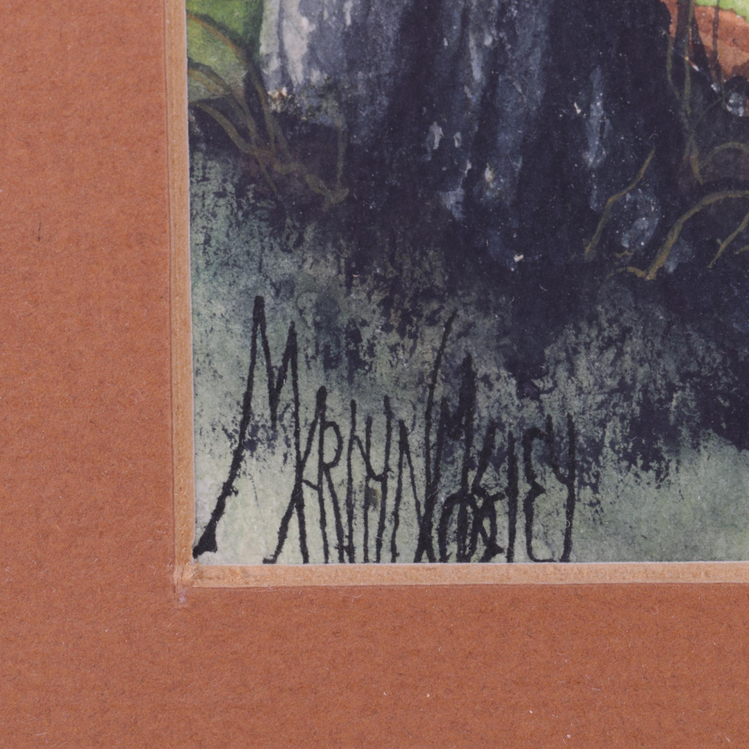 Marilyn Moseley Watercolor on Paper of a Wooded Landscape