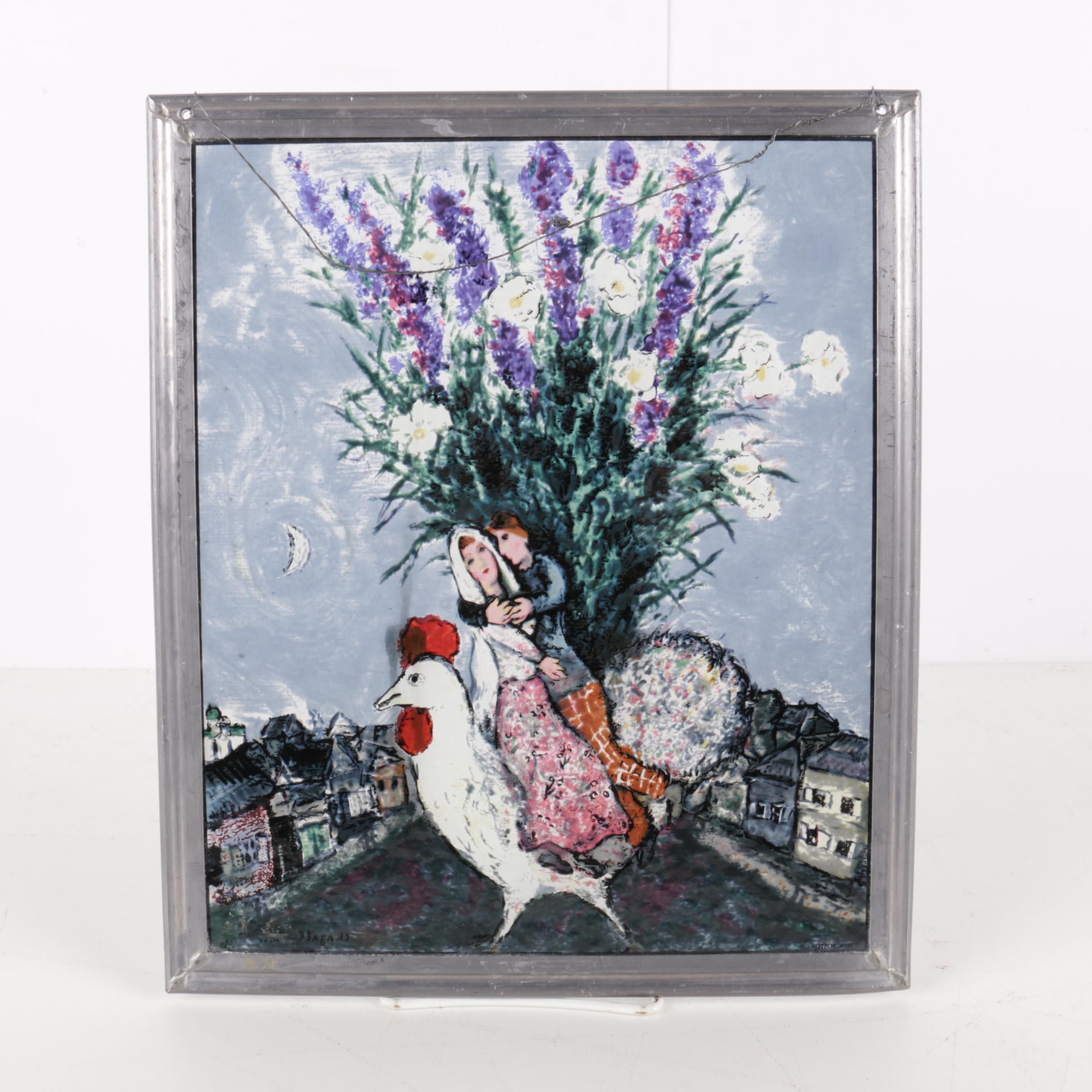 Reproduction Print on Glass After Marc Chagall