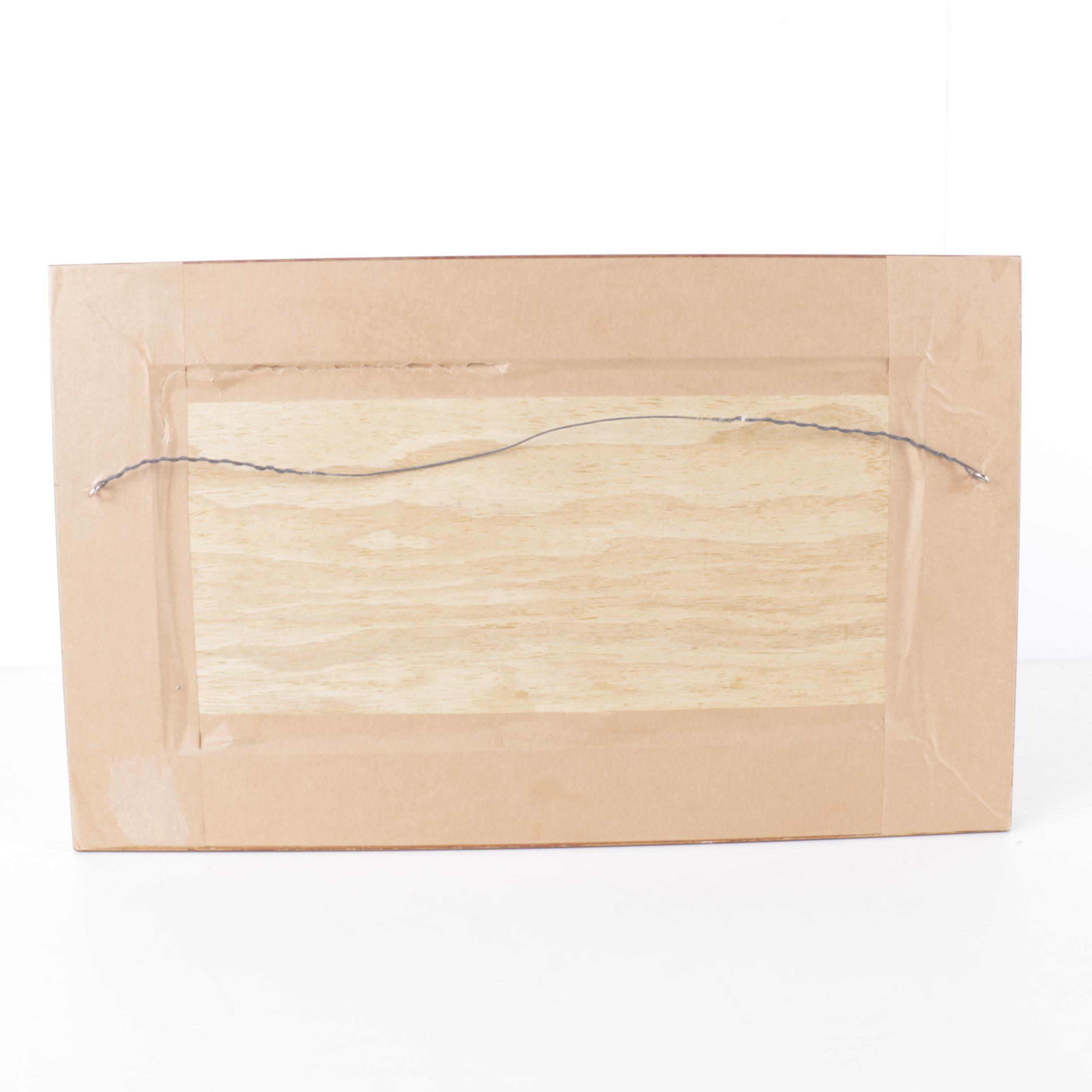 Karl Wagenbauer Oil Painting on Glass of a Lakeside Town