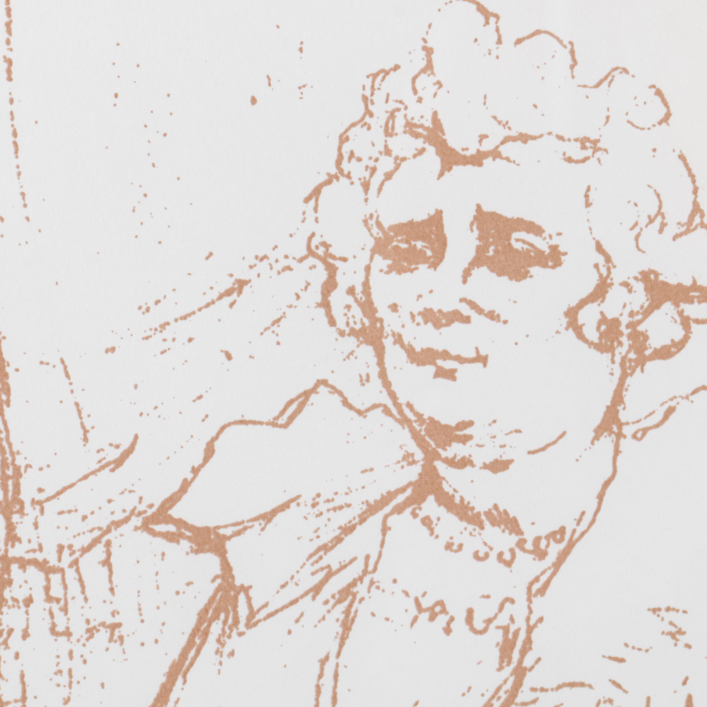 Lithograph Print on Paper After Henri Toulouse-Lautrec Sketch of People