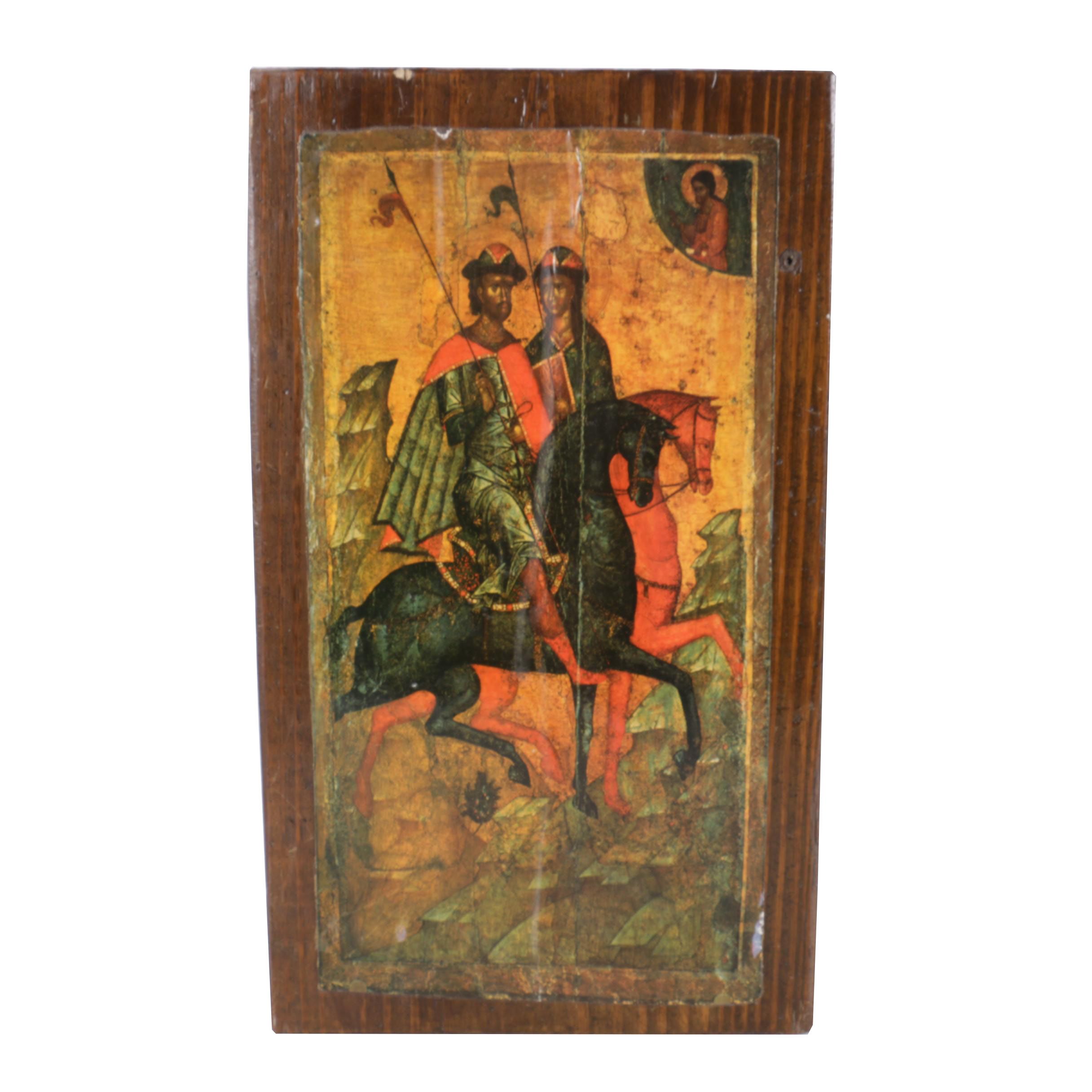 Reproduction Print After the Icon of Saints Boris and Gleb