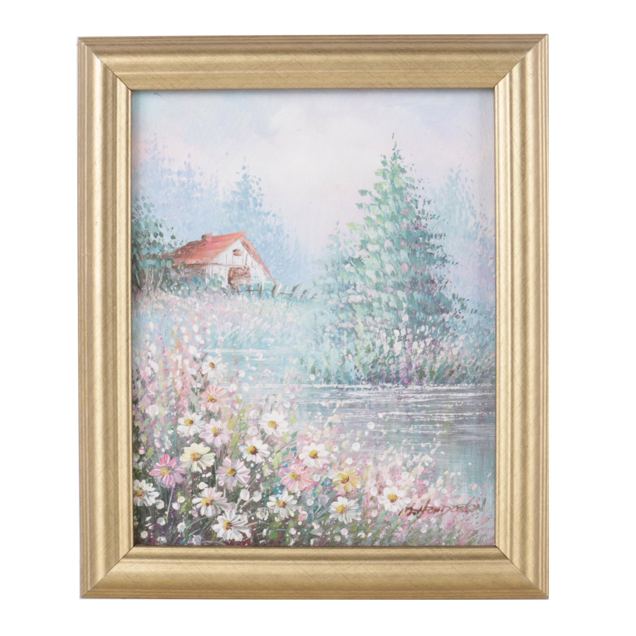 Oil Painting on Canvas of Pastoral Landscape