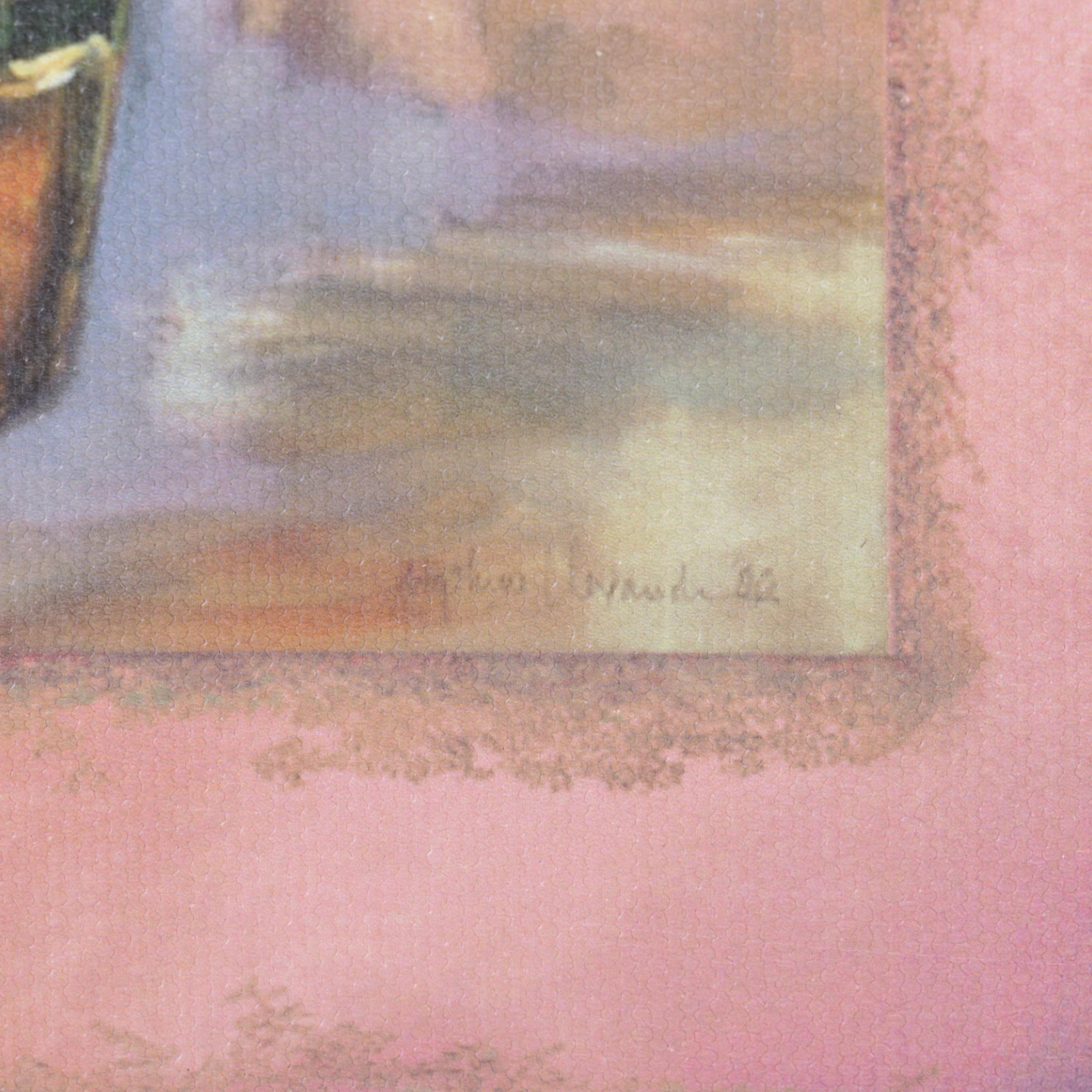 Thomas Oil Painting of Strawberries with a Reproduction Print of Geraniums