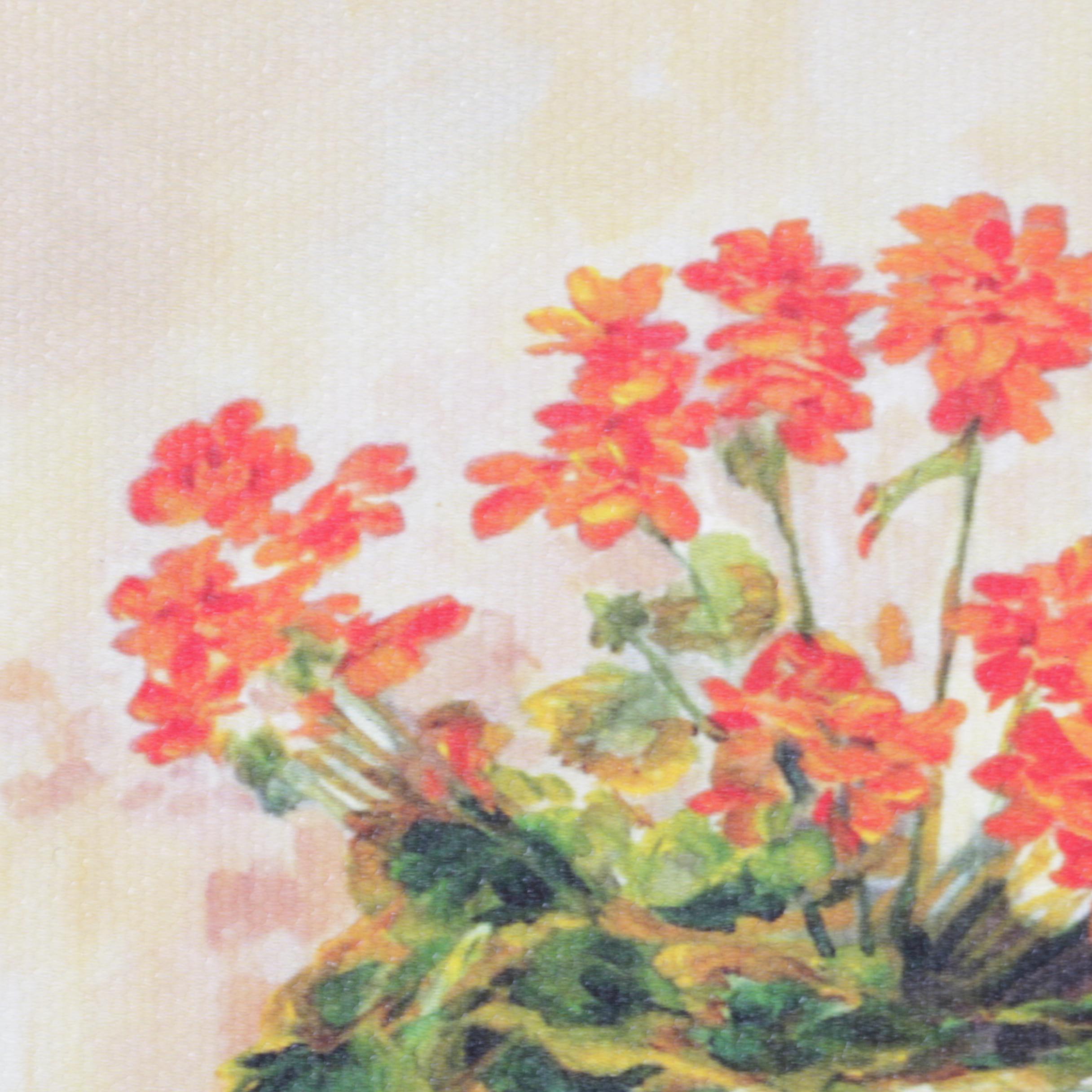 Thomas Oil Painting of Strawberries with a Reproduction Print of Geraniums