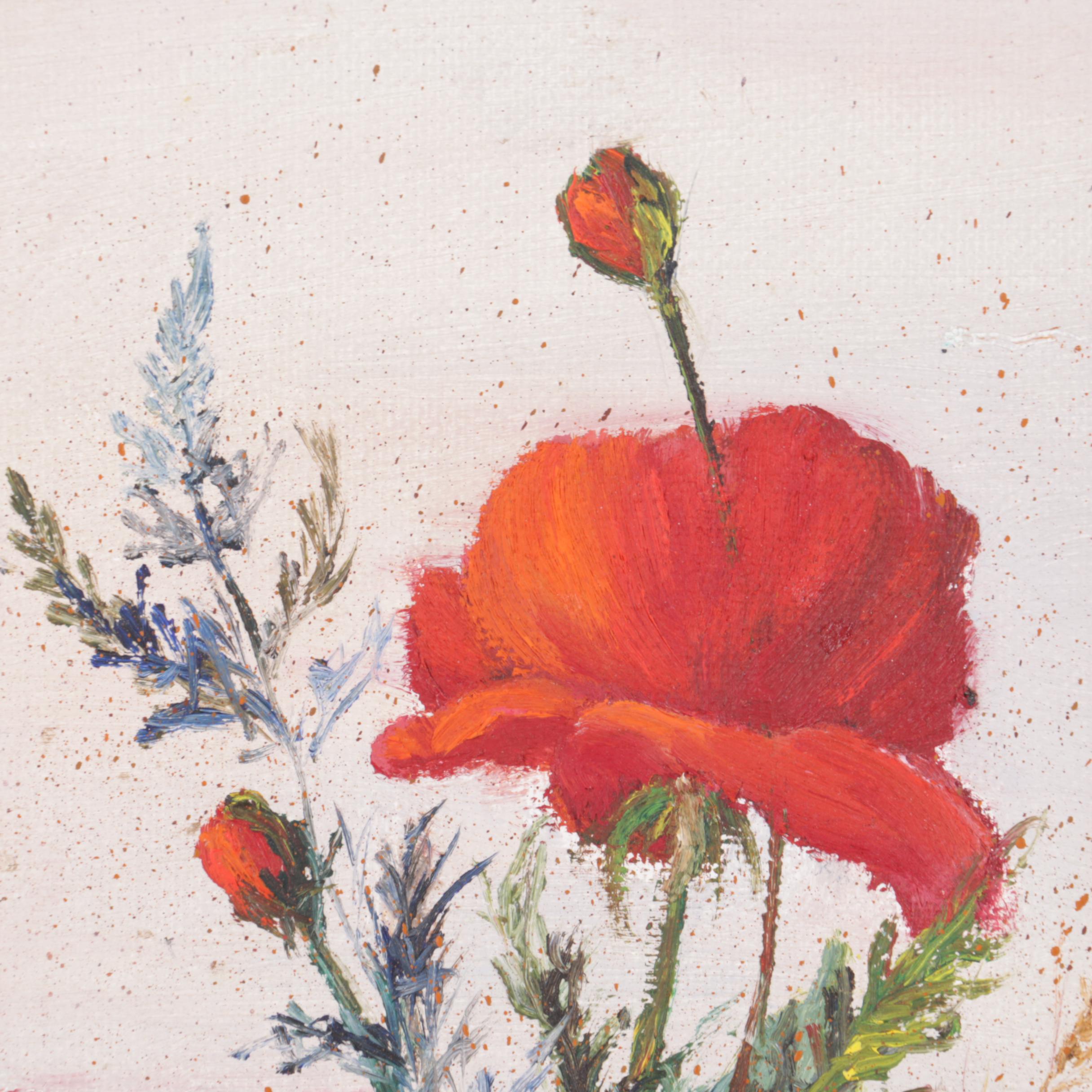 1977 Larysa Martyniuk Oil Painting of Poppies