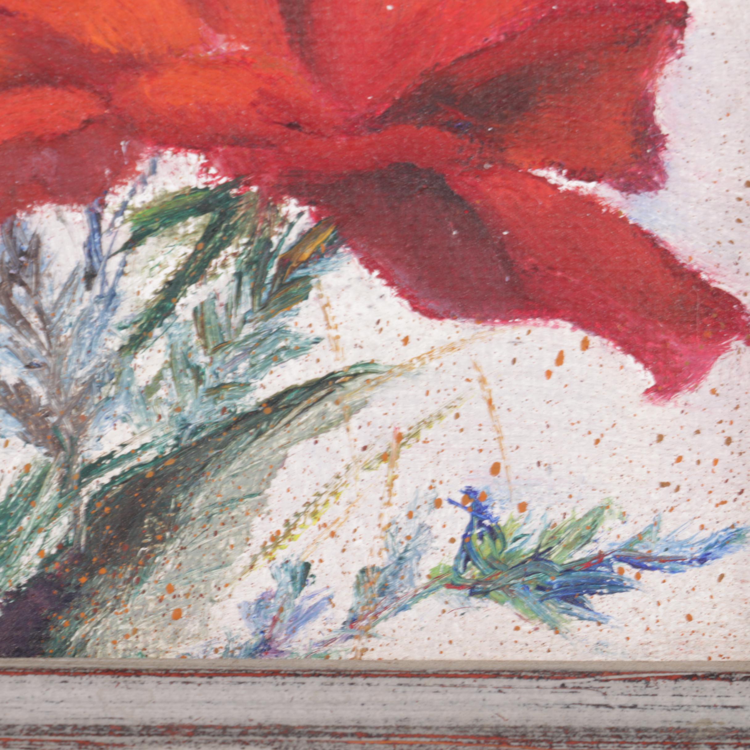 1977 Larysa Martyniuk Oil Painting of Poppies