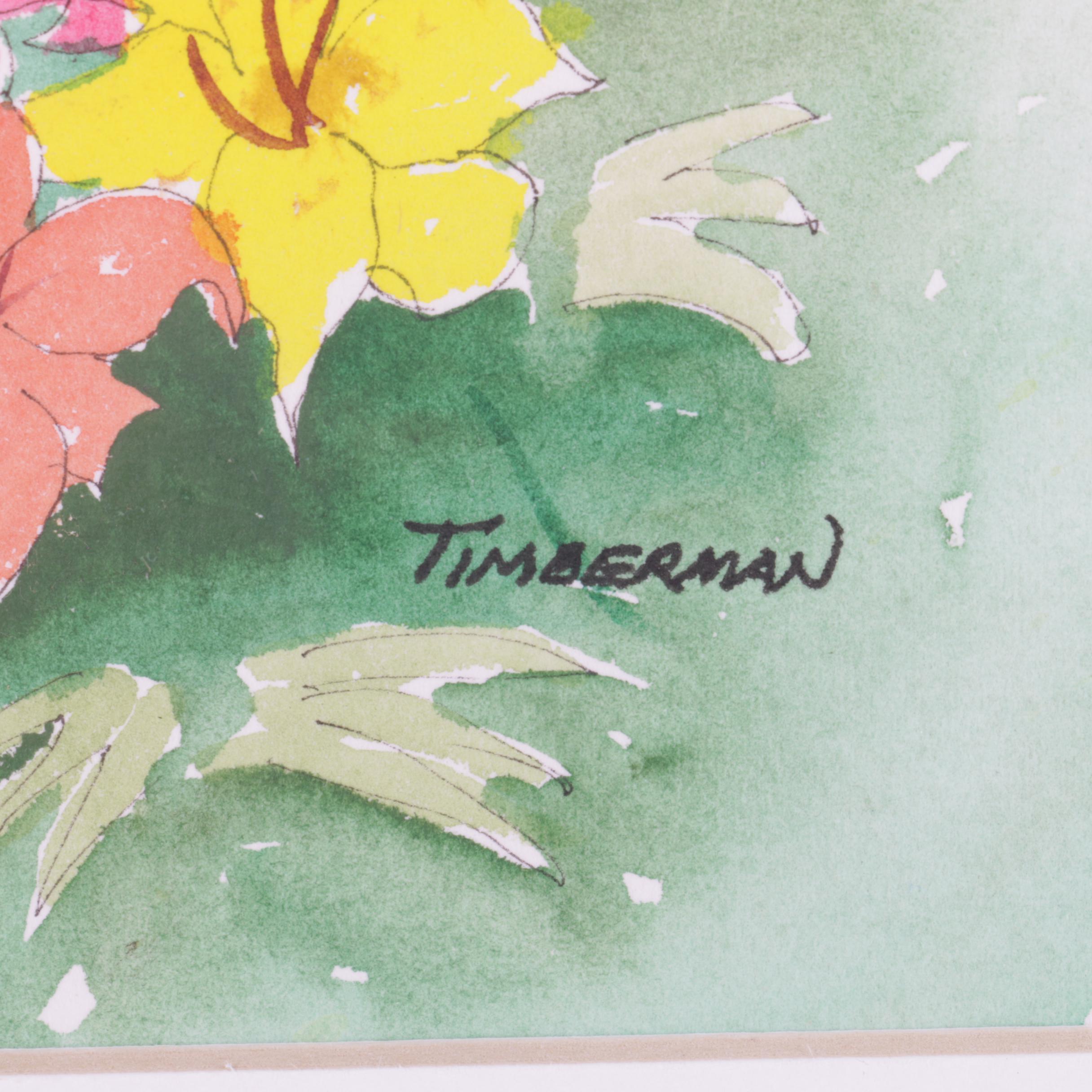 Timberman Watercolor Painting of Daylilies