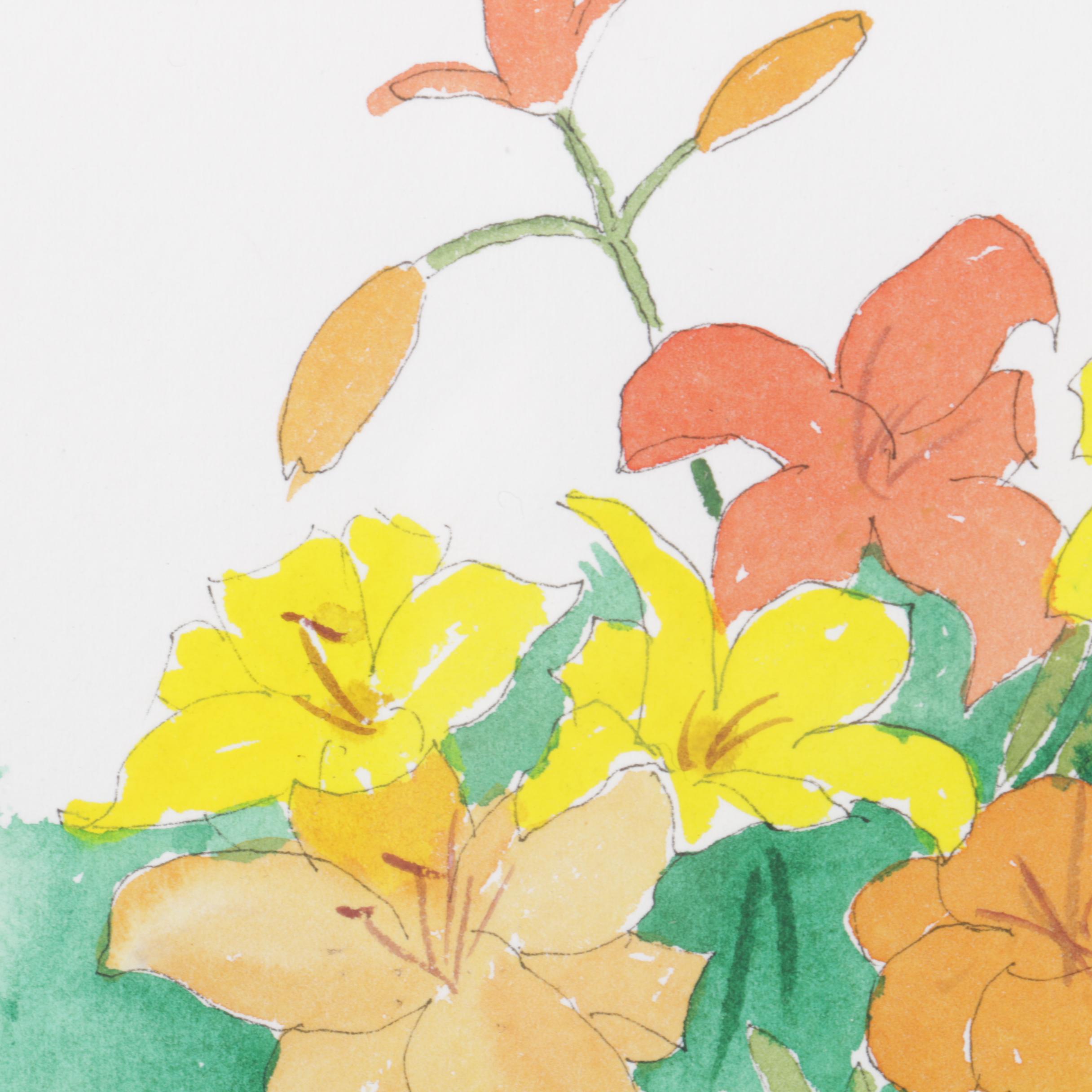 Timberman Watercolor Painting of Daylilies