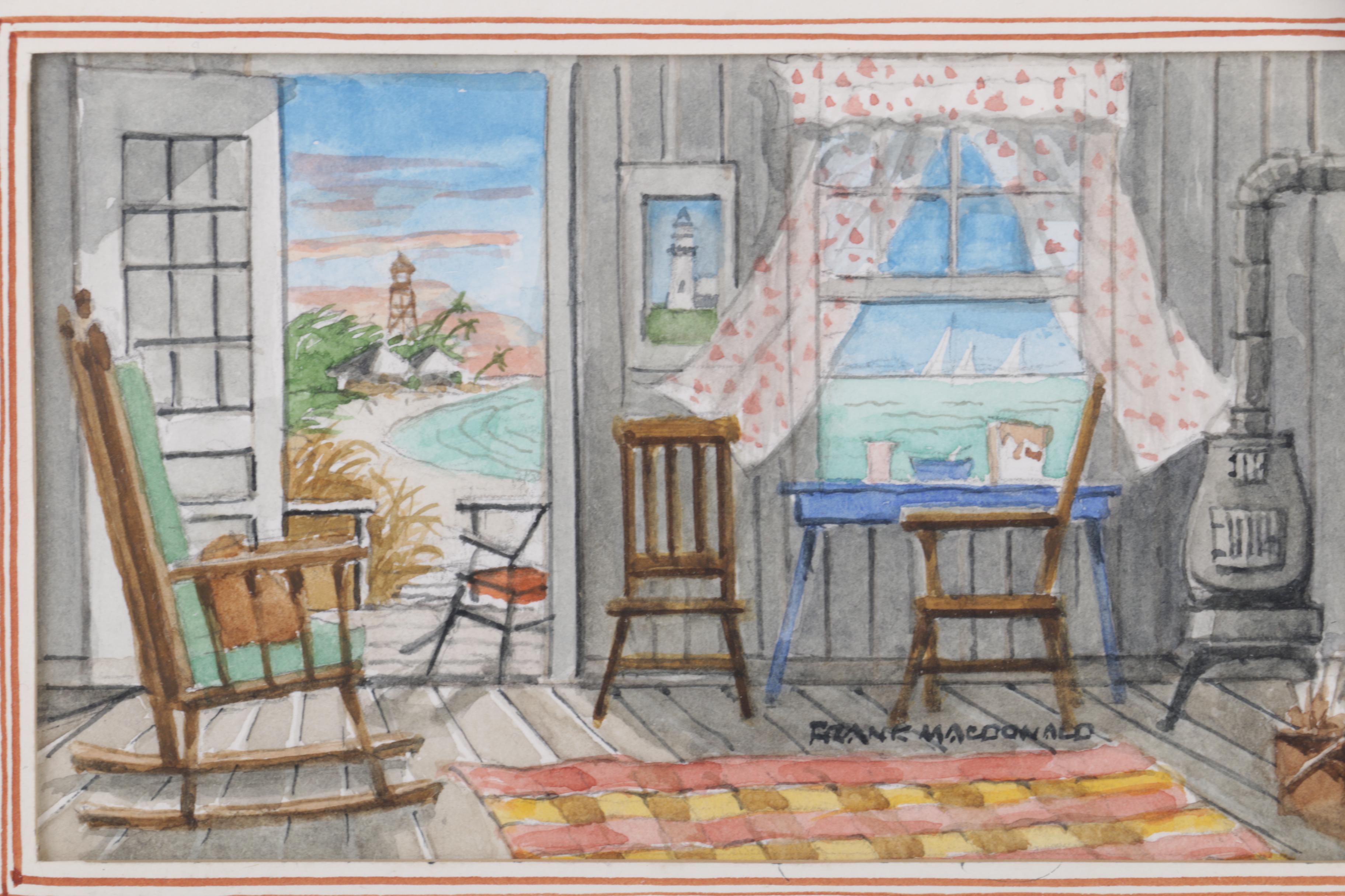 Frank MacDonald Watercolor Painting of a Coastal Home