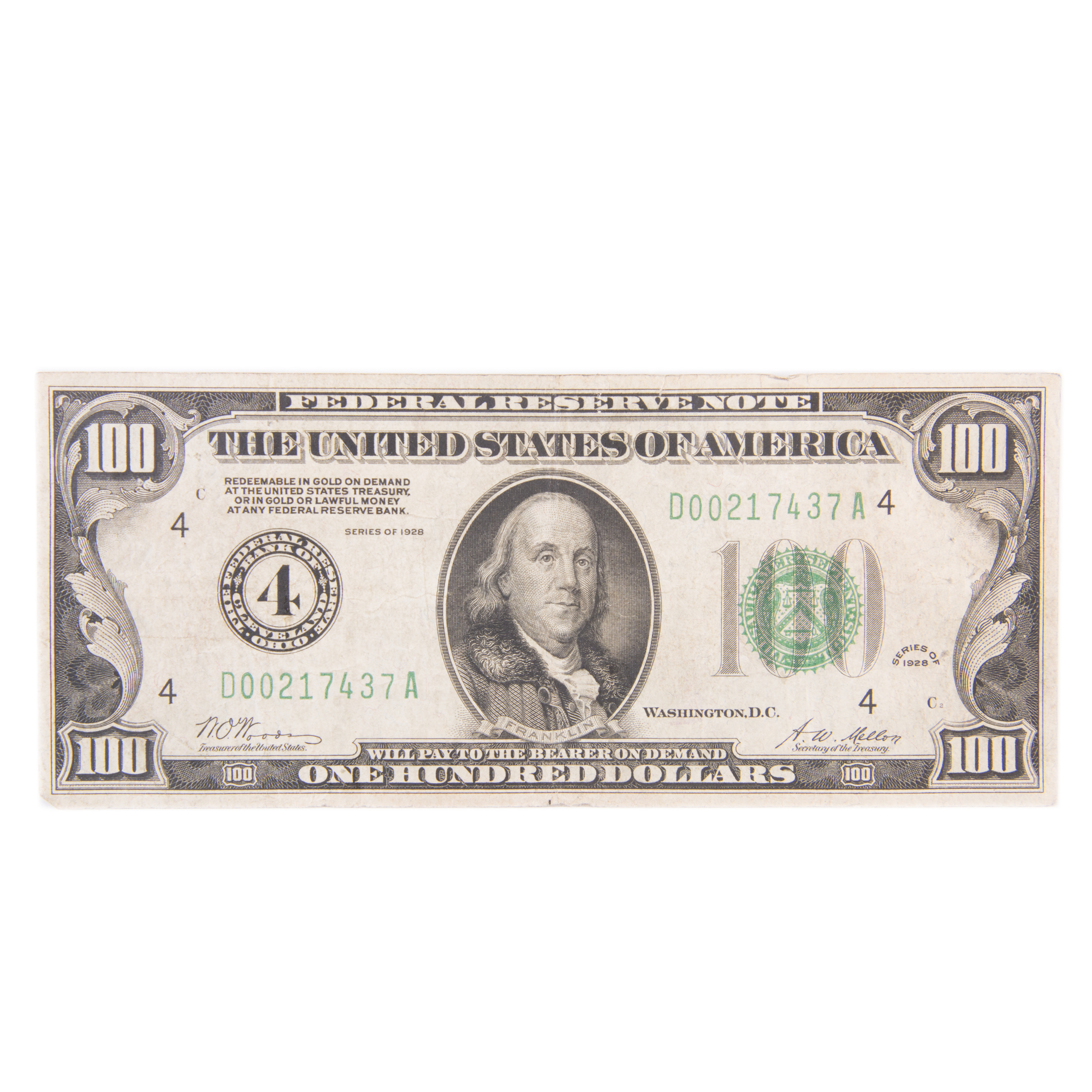 1928 Federal Reserve 100 Dollar Bill