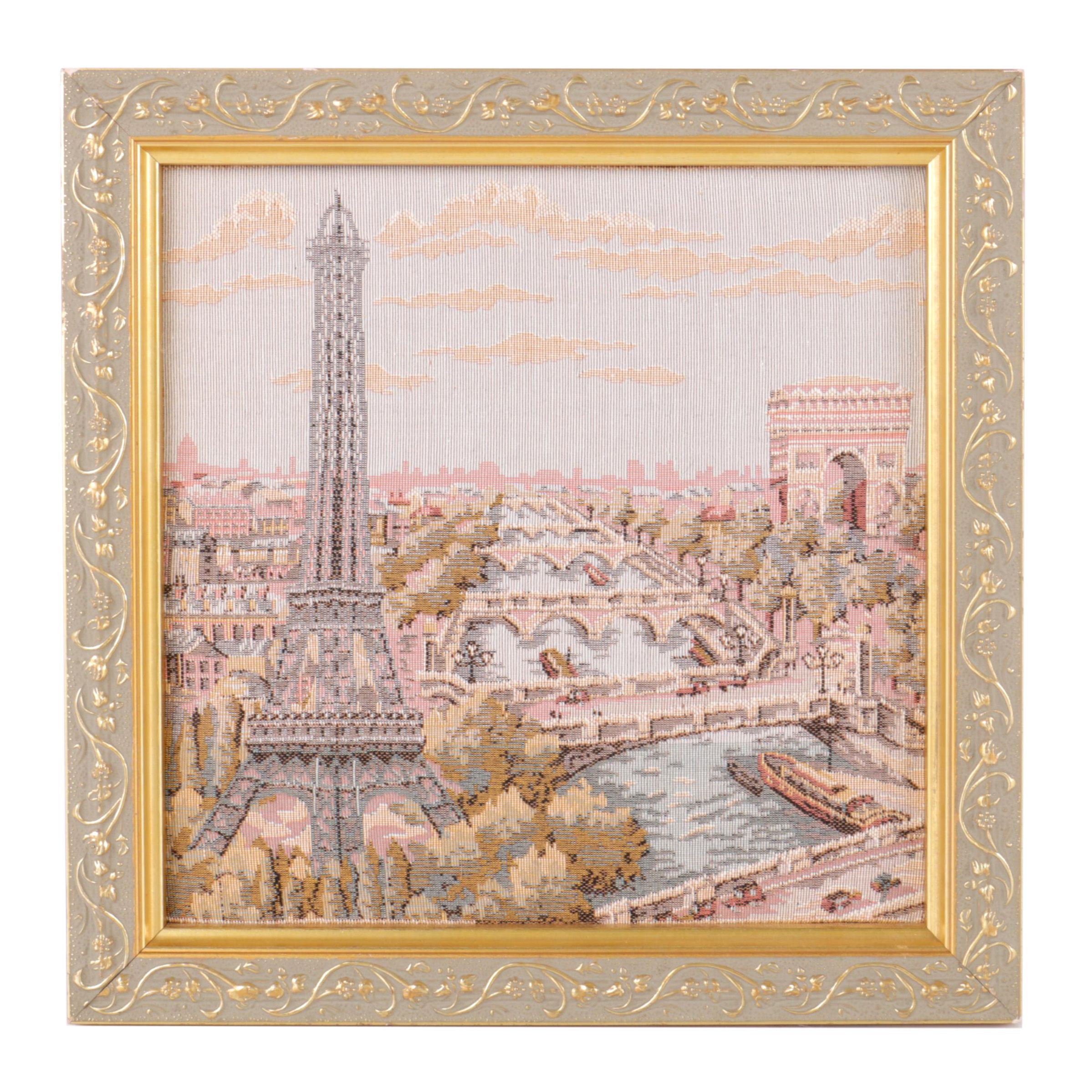 Cross Stitch Textile Depicting Paris by Anonymous