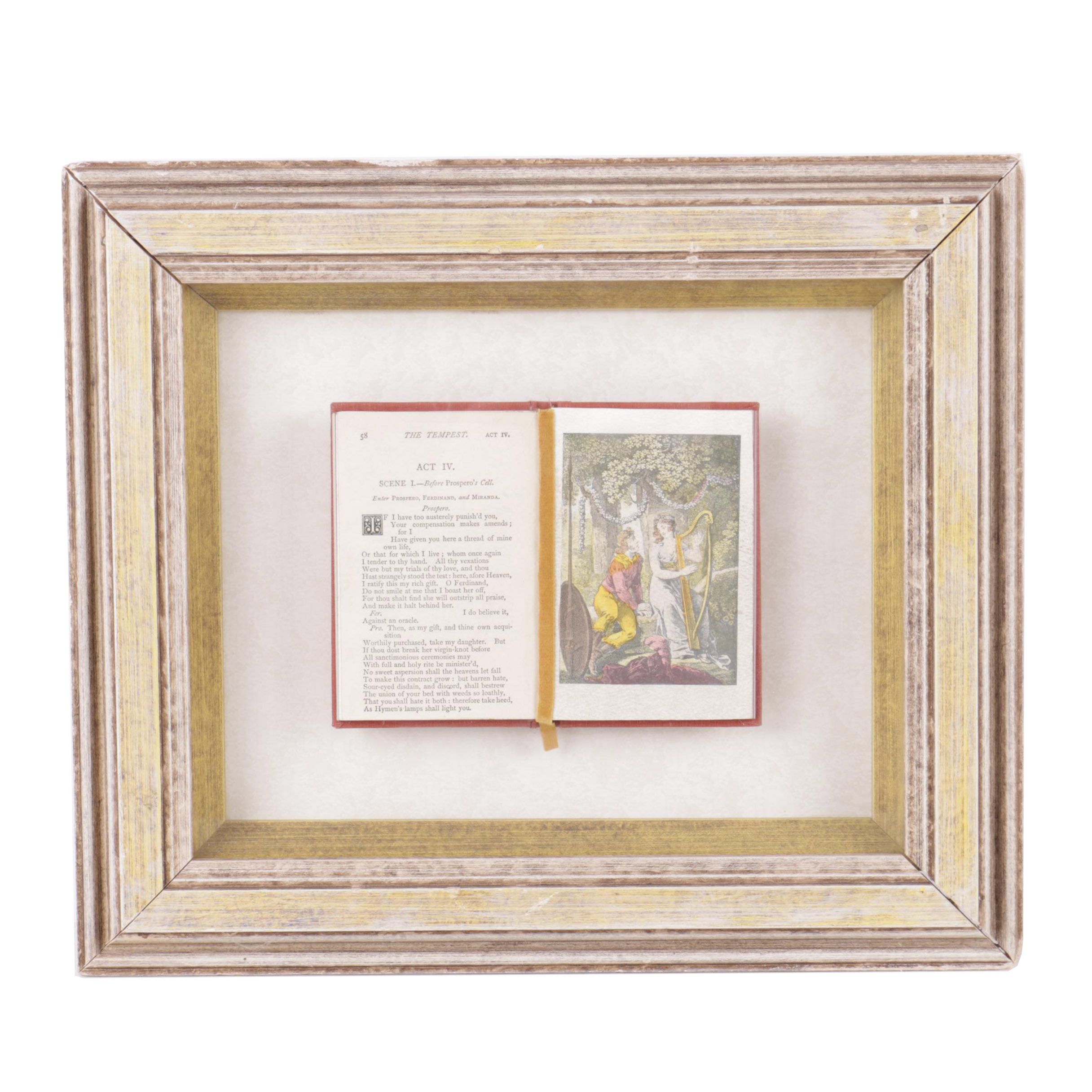 Framed Copy of The Tempest With Hand Colored Illustration