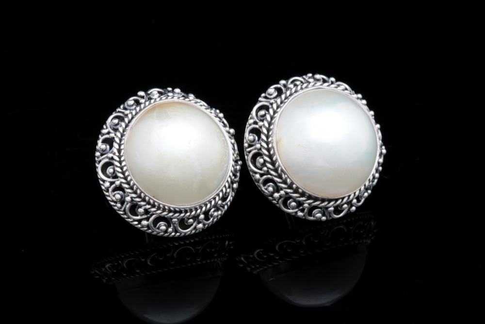 Sterling Silver and Mabé Pearl Earrings